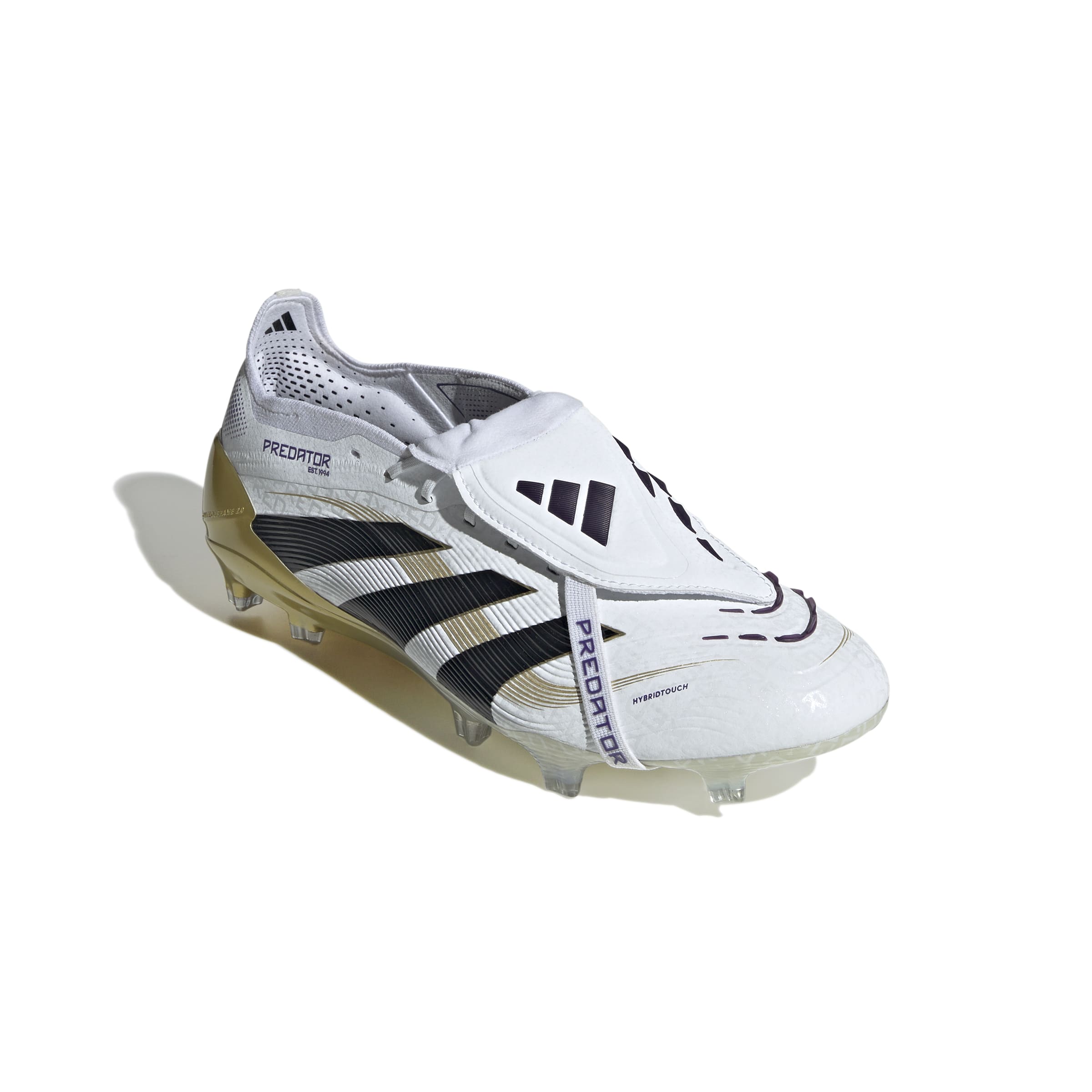 Adidas Predator Elite FG Soccer Cleats - White/Core Black/Gold Metallic - Fold Over Tongue Design for Enhanced Fit - Perfect for Competitive Matches & Training Sessions