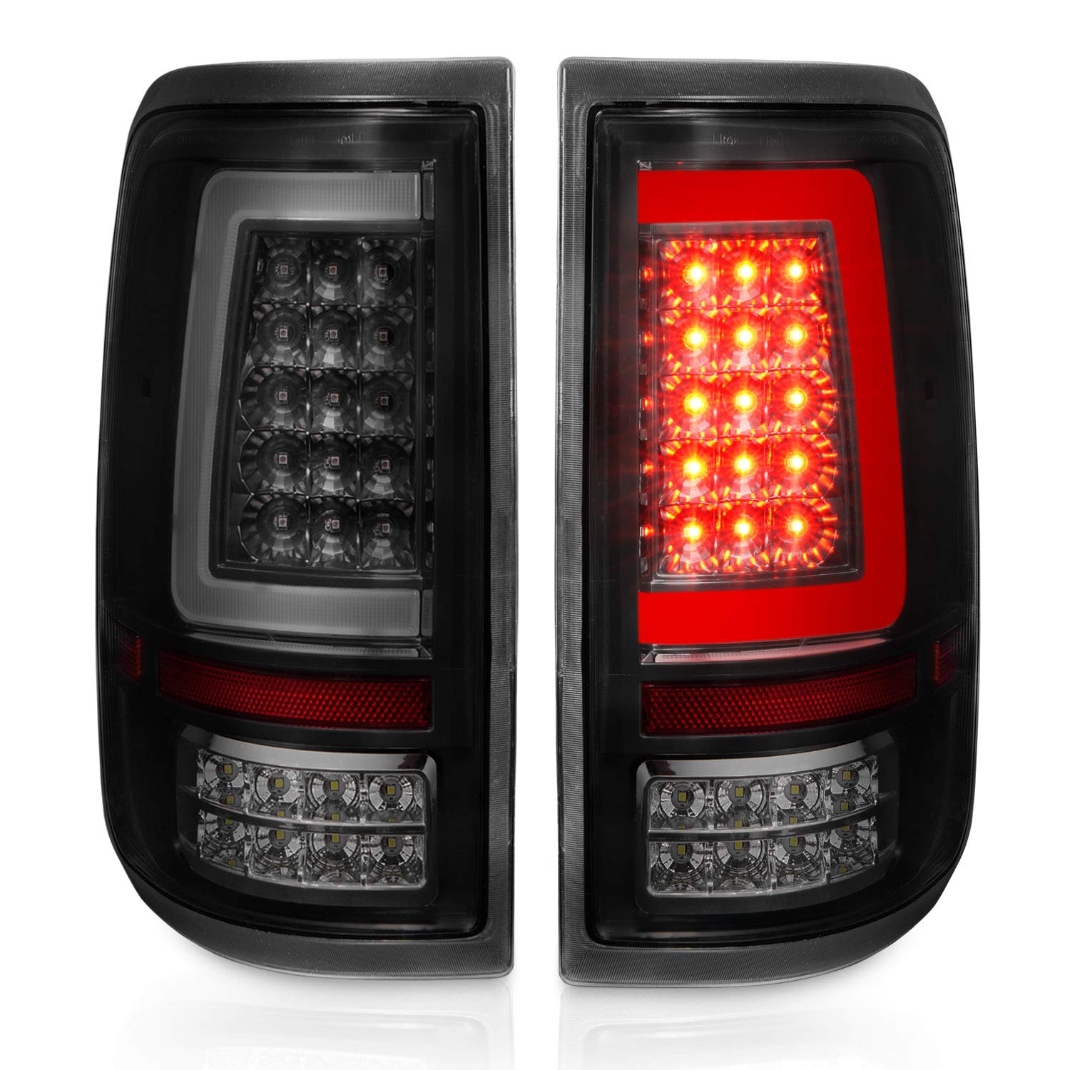 2004-2008 Ford F150 Styleside Full LED Smoke Black C-Type Tube Tail Lights Pair - Driver & Passenger Side | Enhanced Visibility & Style for Night Driving & Custom Truck Upgrades