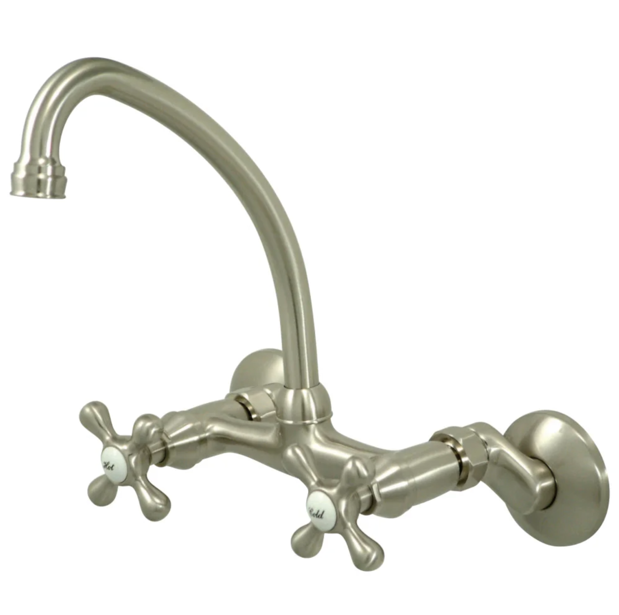 Stainless Steel Cross Handle Wall Mount Kitchen Faucet with Adjustable Centers - Perfect for Farmhouse, RV, and Outdoor Sink Installations