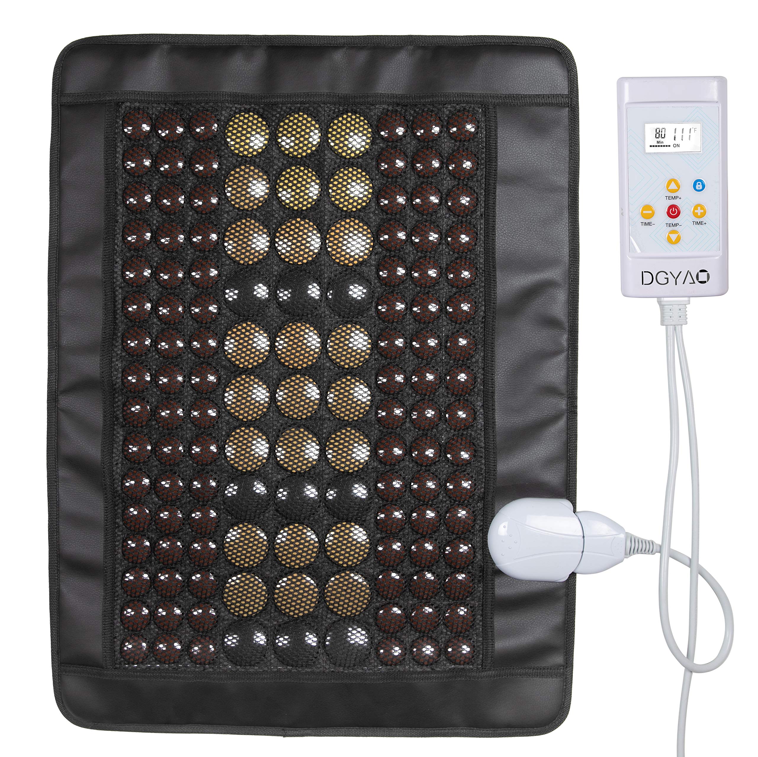 Far Infrared Heating Pad with Natural Jade & Tourmaline - 24.4”x18.1” Large Electric Heat Mat for Back Pain Relief, Shoulder & Joint Muscle Therapy - Auto Timer, Home Use for Relaxation, Yoga & Post-Workout Recovery