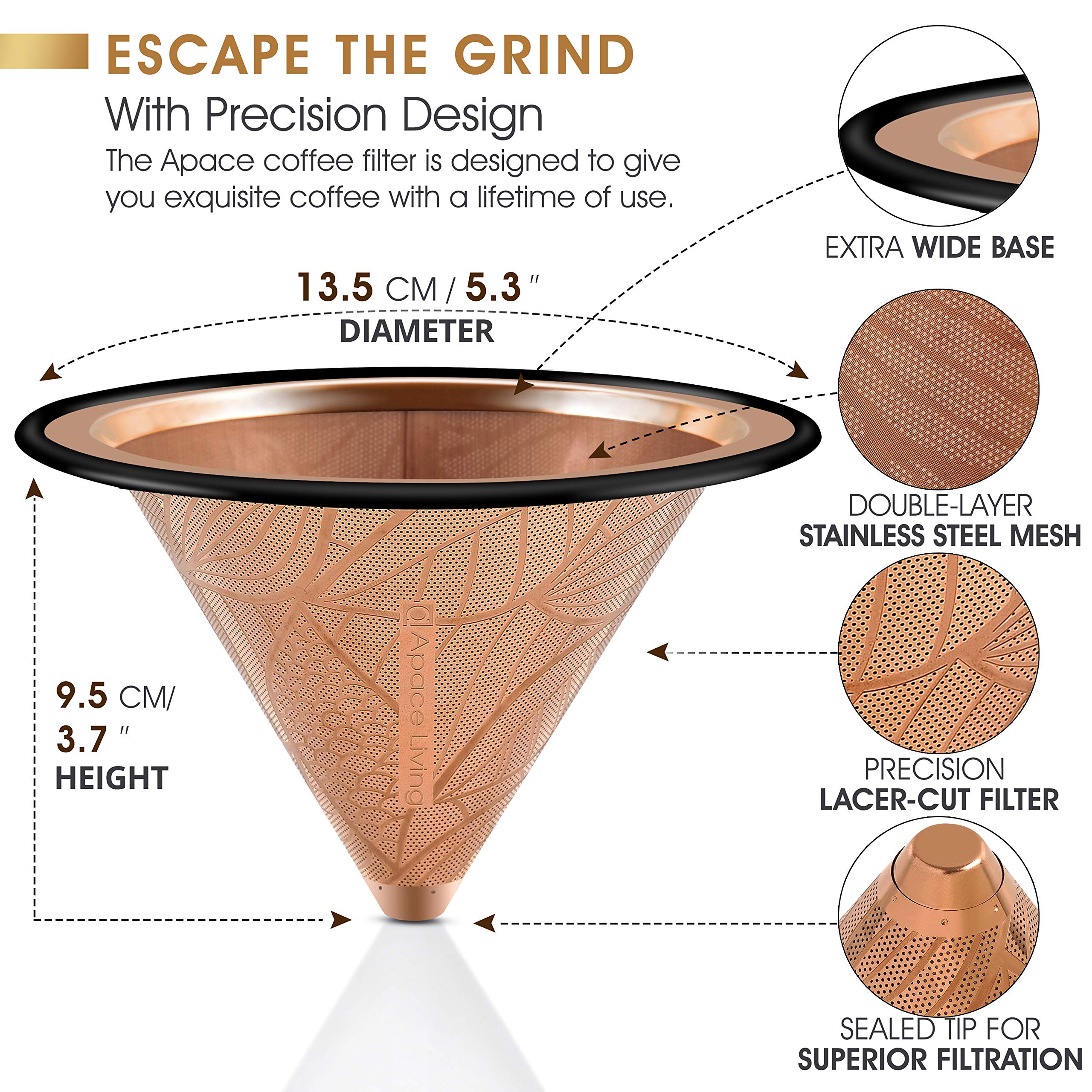 Reusable Stainless Steel Coffee Dripper for Chemex & V60 - Eco-Friendly Pour Over Filter for Home Brewing