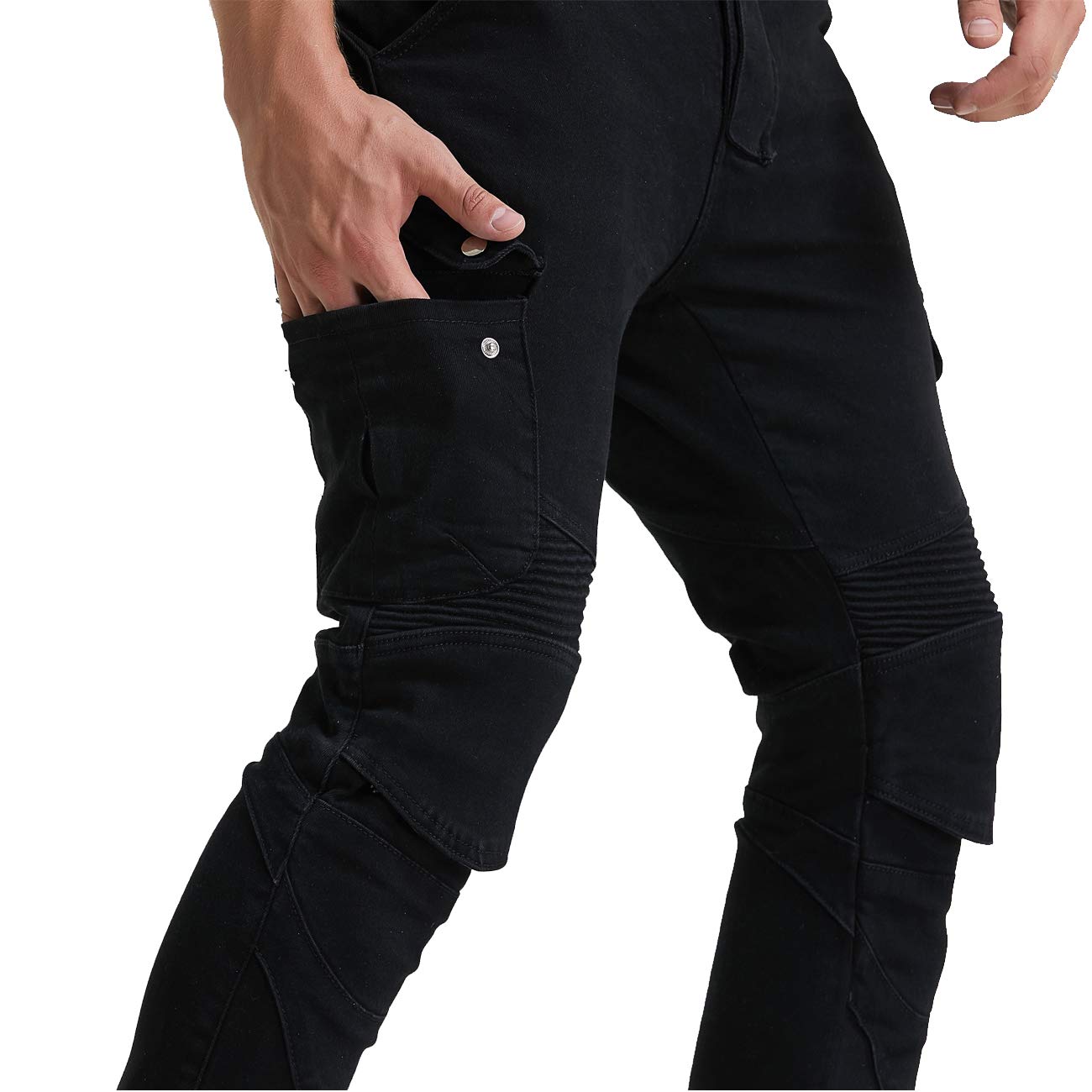 Takuey Motorcycle Riding Jeans for Men - CE Level 2 Certified Knee & Hip Armor (4X Upgraded Protection) - Black - Size 30 - Durable Biker Pants for Commuting & Adventure Riding