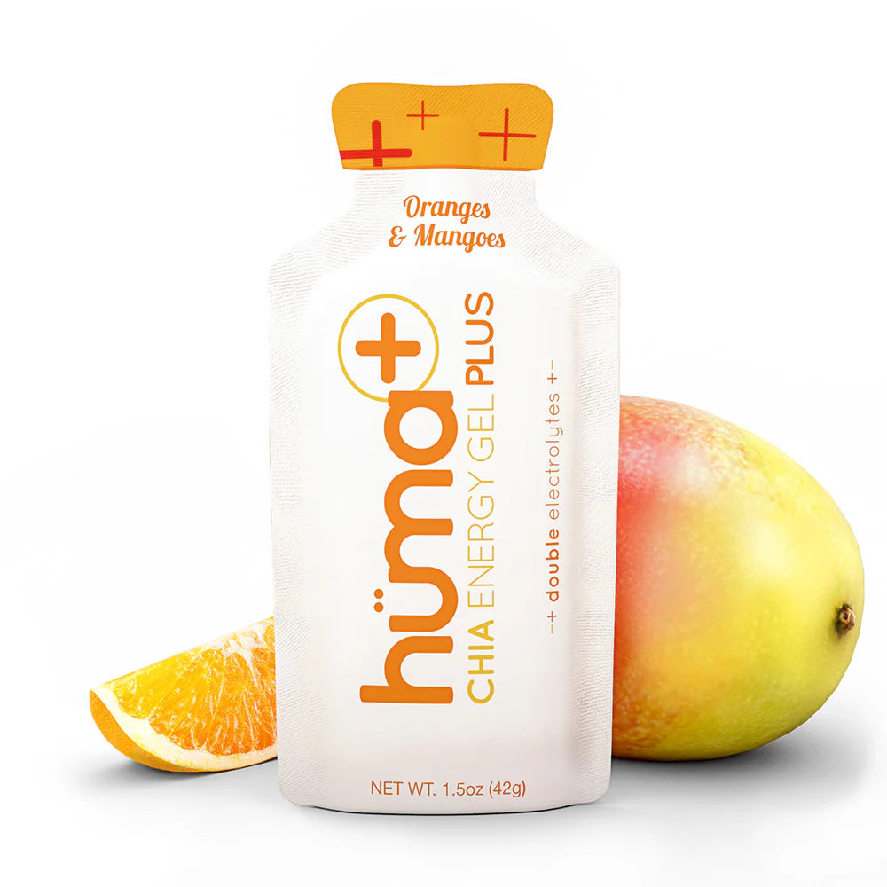 Huma Gel Plus Energy Chews - Natural Orange & Mango Flavor | Electrolyte Replenishment for Athletes, Runners & Outdoor Activities | Vegan, Gluten-Free Sports Nutrition Snacks