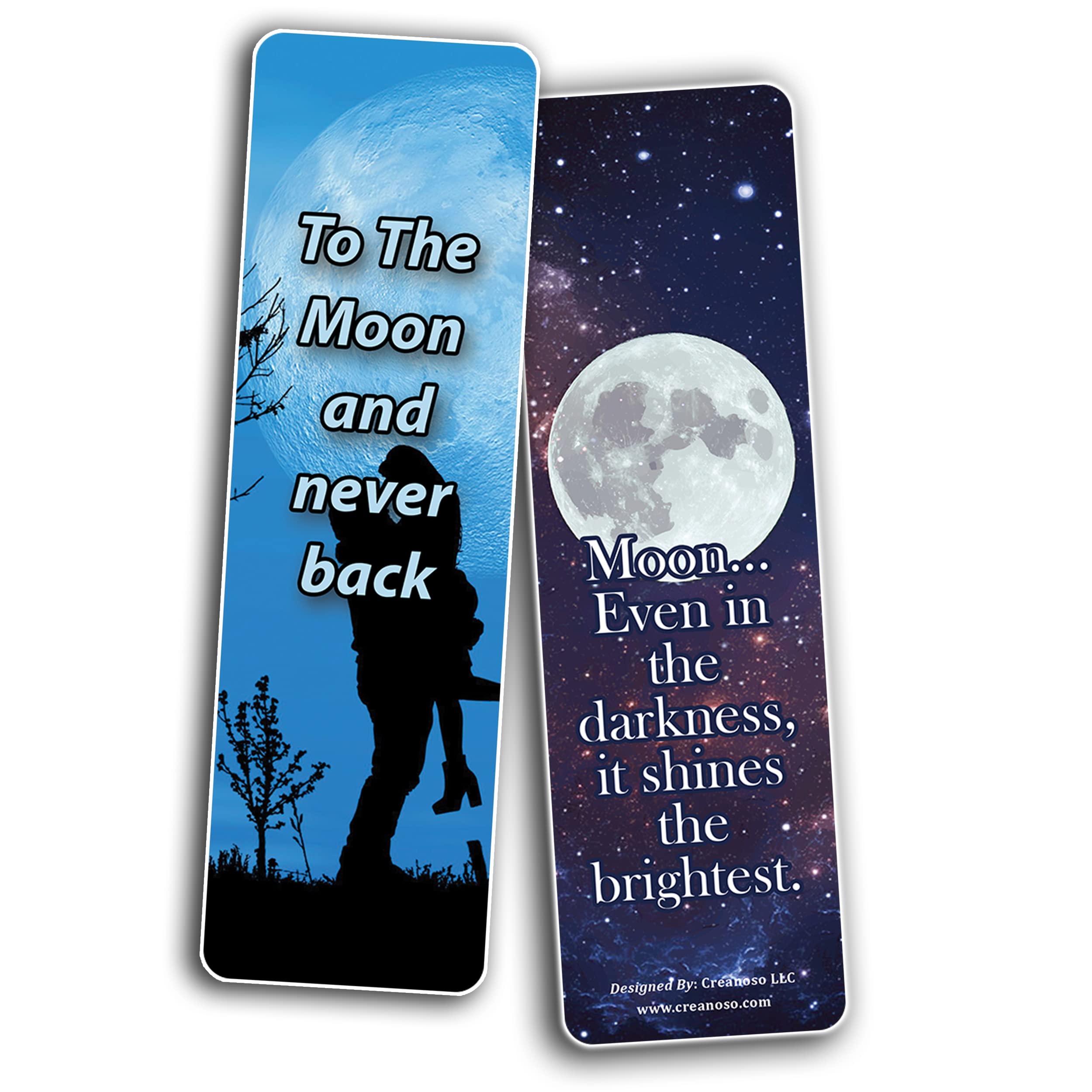 Creanoso Moon Photo Bookmarks (10 Sets X 6 Cards) – Inspirational Bookmark Set with Motivational Quotes – Unique Book Page Clippers for Readers – Perfect Gift for Book Lovers, Adults & Teens – Ideal for Reading, Journaling & Book Club Gifts