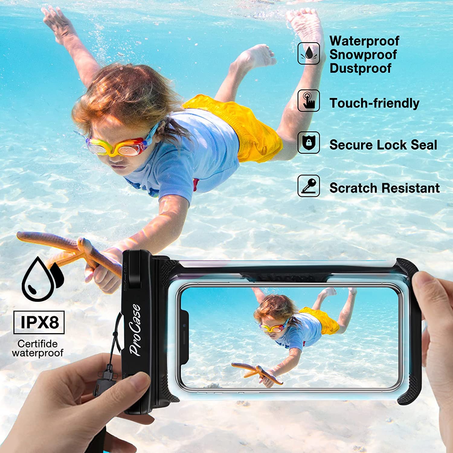 ProCase 2 Pack Waterproof Phone Pouch for iPhone 15 14 13 12 Pro Max & Galaxy S24 S23 S22 Ultra (Up to 7.0