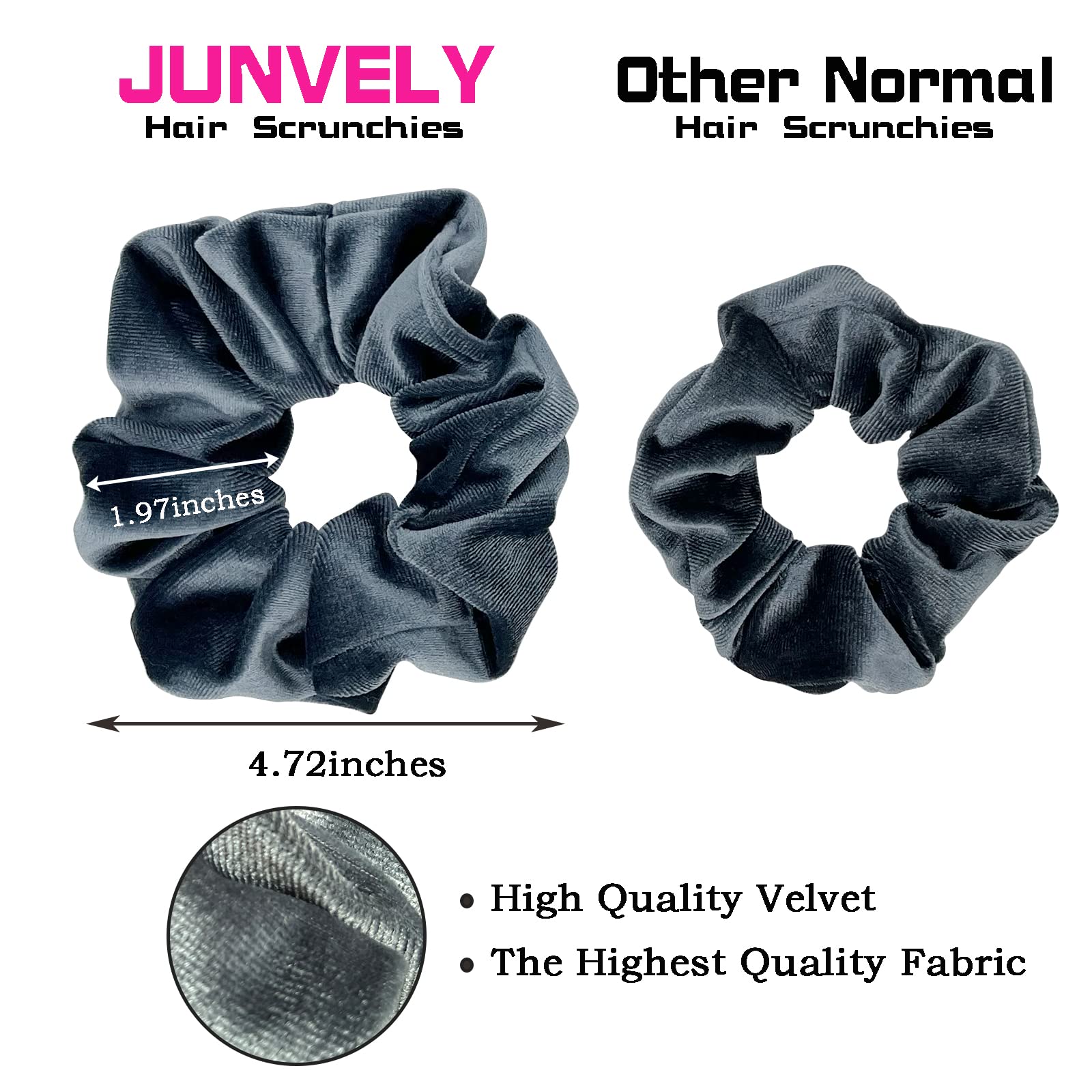 Soft Velvet Scrunchies for Women & Girls - Stretchy Hair Ties, Elastic Hair Bands, Gentle Bobbles in Dark Colors - Perfect for School, Work, Gym & Everyday Hairstyles