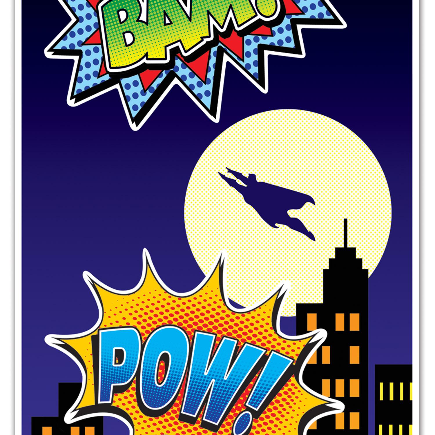 12 Pack Beistle Hero Party Door Cover - Superhero Themed Party Decorations for Birthday, Baby Shower & Indoor Events - Perfect for Kids' Room & Classroom Decor