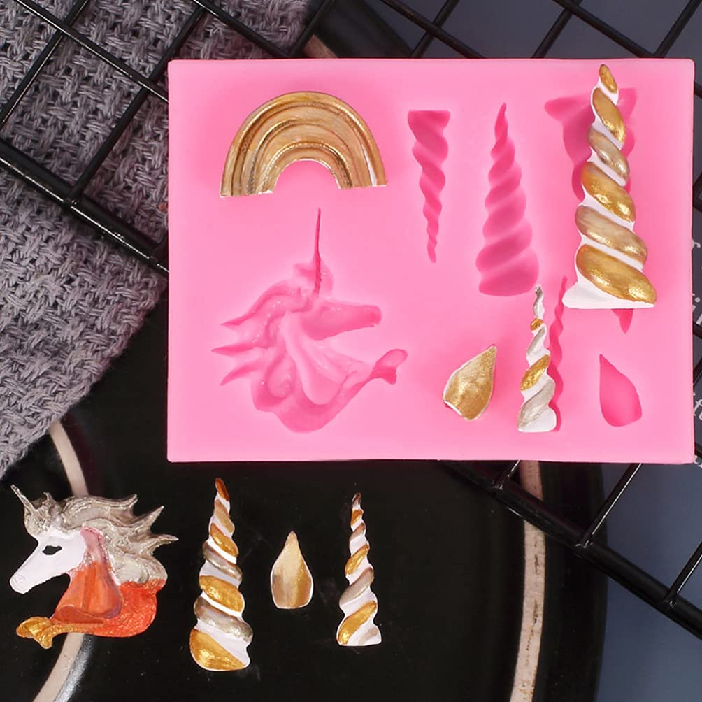 ARTIBETTER 5-Piece Unicorn Silicone Mold Set - 3D Unicorn Horn, Ears & Eyelash Cake Toppers for Fondant, Cupcake & Chocolate Decorations - Perfect for Birthday Parties, Baby Showers & DIY Baking Projects