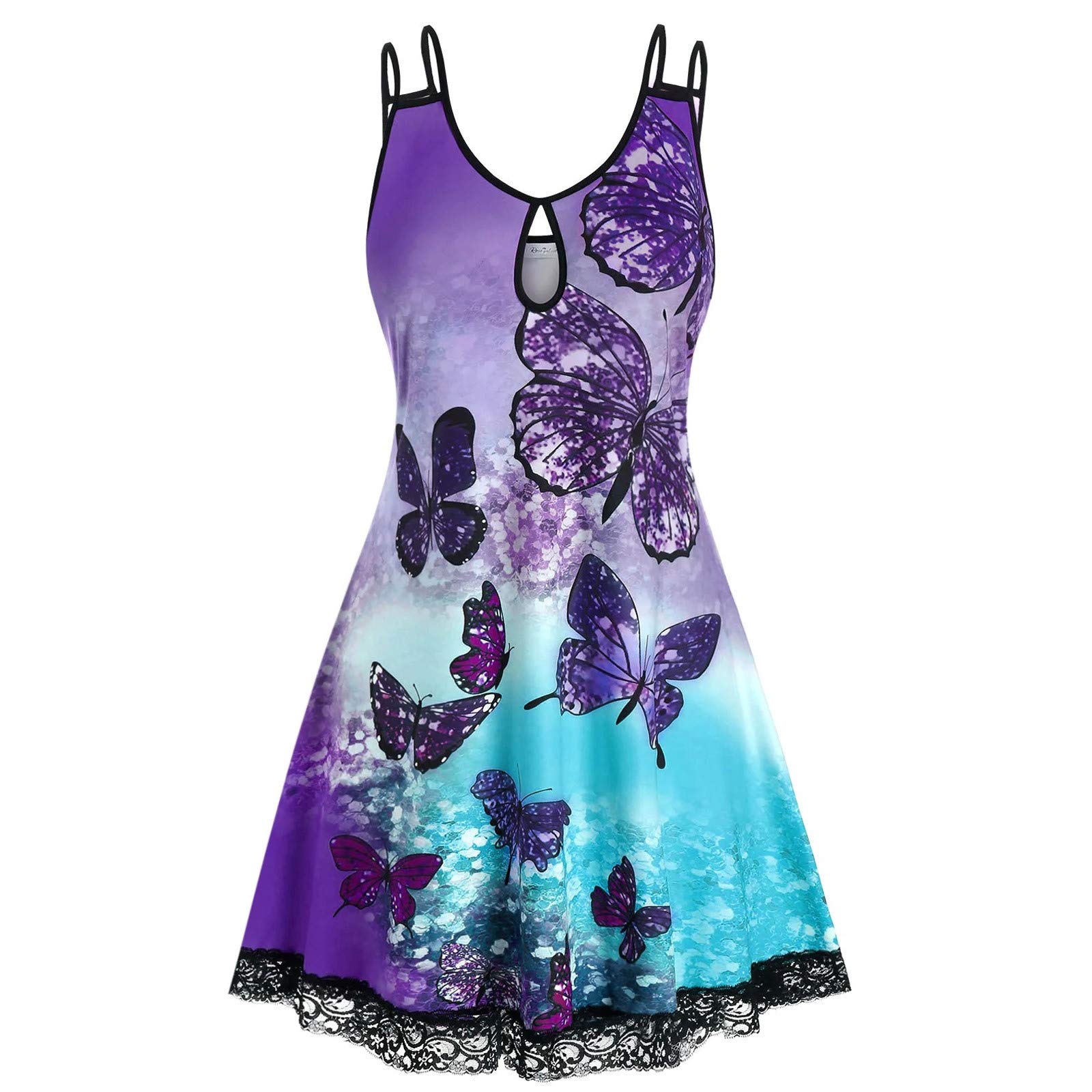 Glowing Butterfly Print Wrap Mini Dress for Women - Sleeveless Casual Summer Skirt | Perfect for Parties, Dates & Night Out
