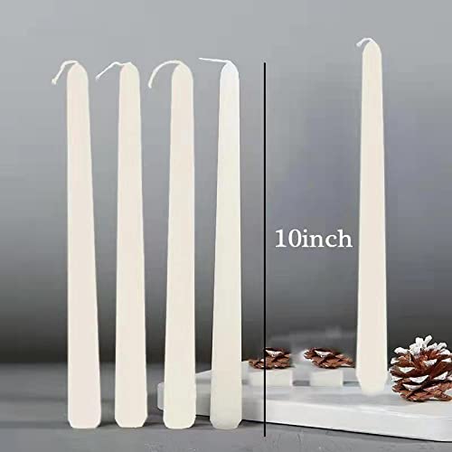 10 Inch White Taper Candles - Set of 4 for Wedding Centerpieces, Dinner Parties, Home Decor & Special Occasions - Elegant Long Candles for Romantic Ambiance & Table Settings