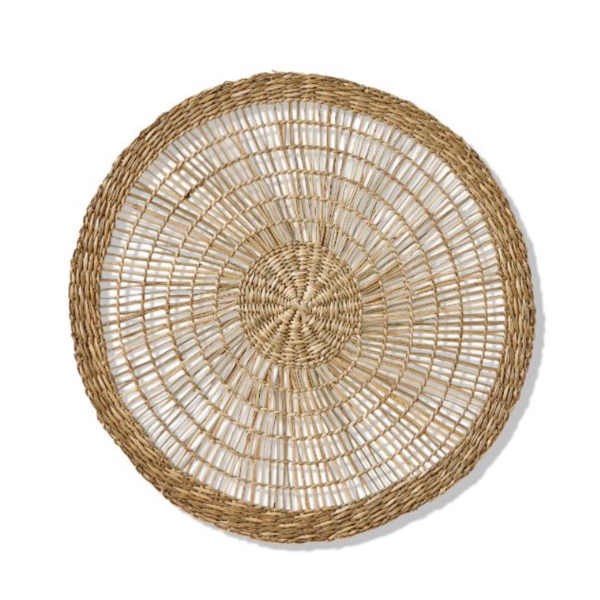 Natural Open Weave Seagrass Wall Hanging Decor & Table Placemat - Boho Coastal Home Decor for Living Room, Bedroom, or Dining Room