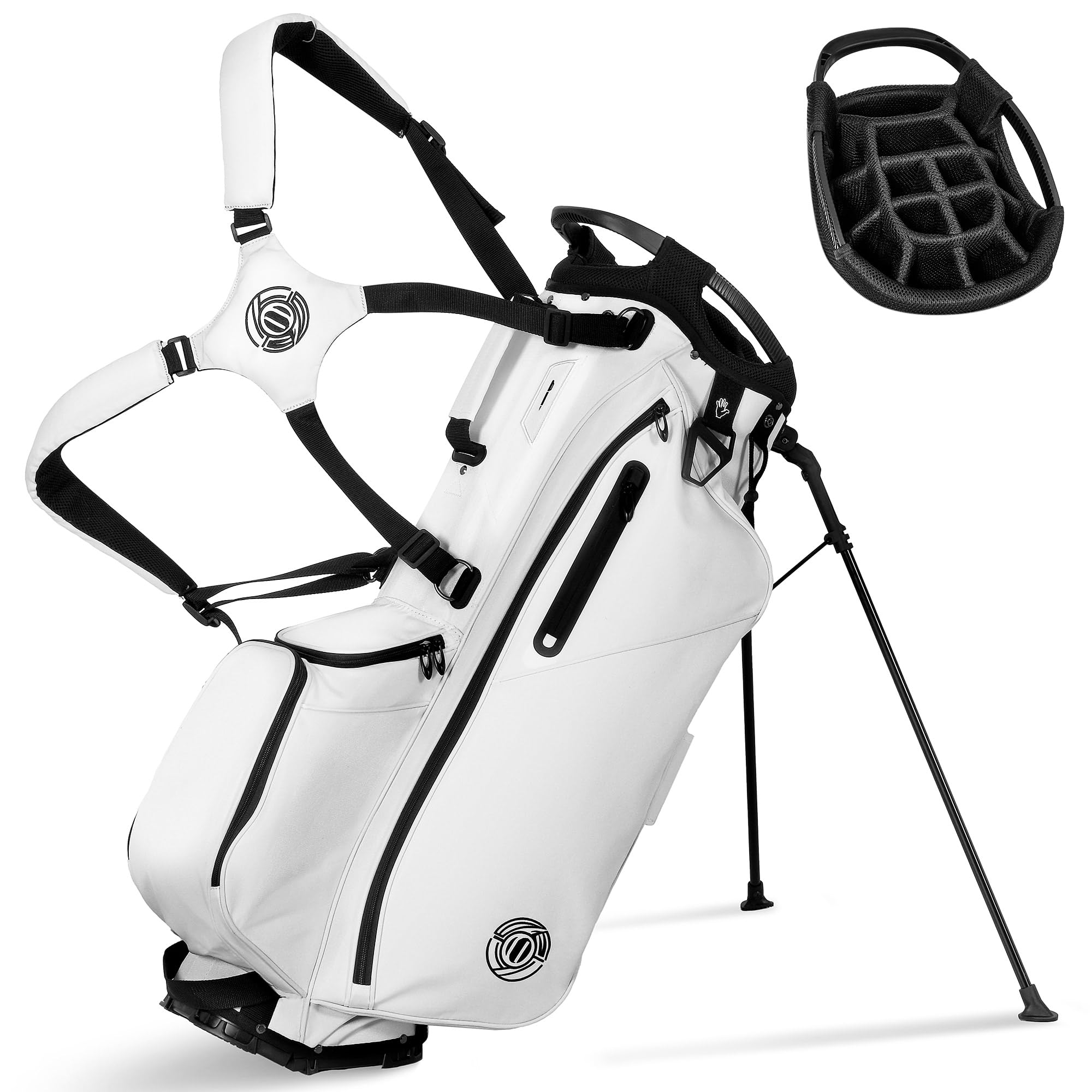 DWVO 14-Way Lightweight Golf Stand Bag with Padded Ergonomic Double Strap - Full Length Dividers & Rain Hood - Perfect for Men & Women Golfers on the Course or Driving Range