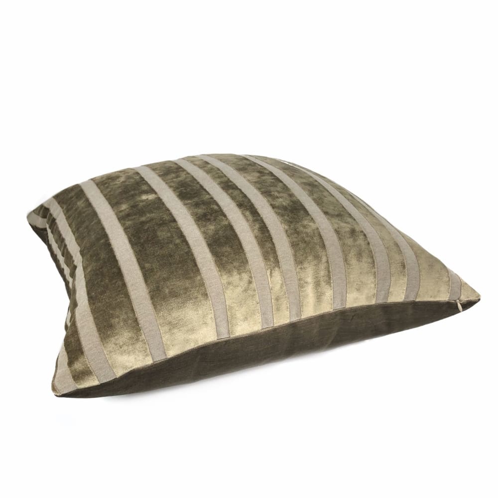 Rockford Taupe Brown Velvet Stripe Pillow Cover - Soft Decorative Throw Pillow Case for Sofa, Bed & Couch - 18x18 Inches Home Decor Accent