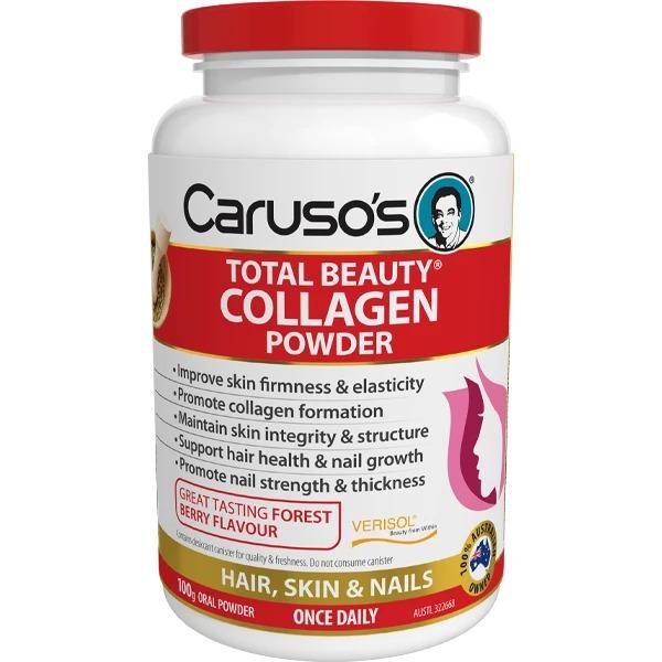 Caruso's Total Beauty Collagen Powder for Skin, Hair & Nails | Hydrolyzed Collagen Peptides Supplement | Supports Joint Health & Anti-Aging | Perfect for Smoothies, Coffee & Daily Wellness Routine