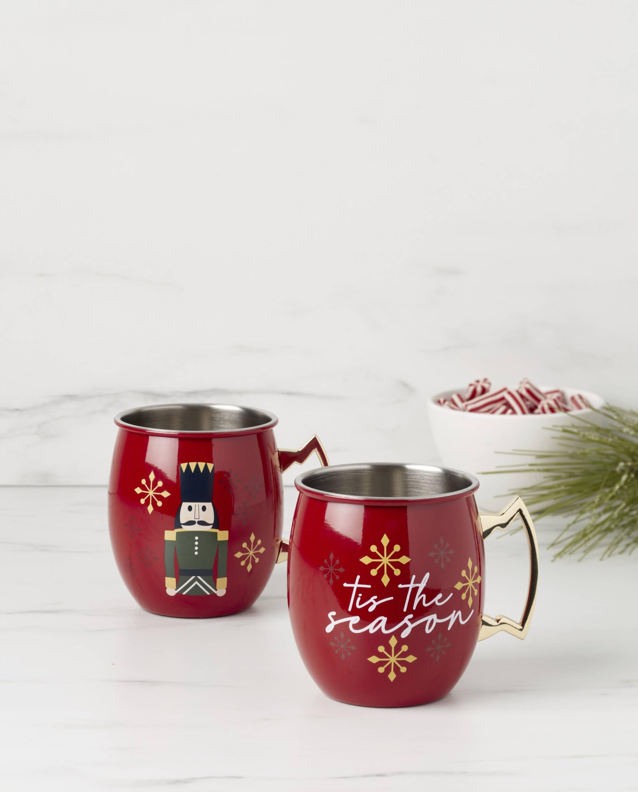 Cambridge 896215 20 Oz Nutcracker Moscow Mule Mugs Set of 2 - Copper Christmas Drinkware Cups for Holiday Hosting, Party Cocktails & Festive Gifts - Perfect for Christmas Celebrations, Winter Gatherings & Home Bar Decor