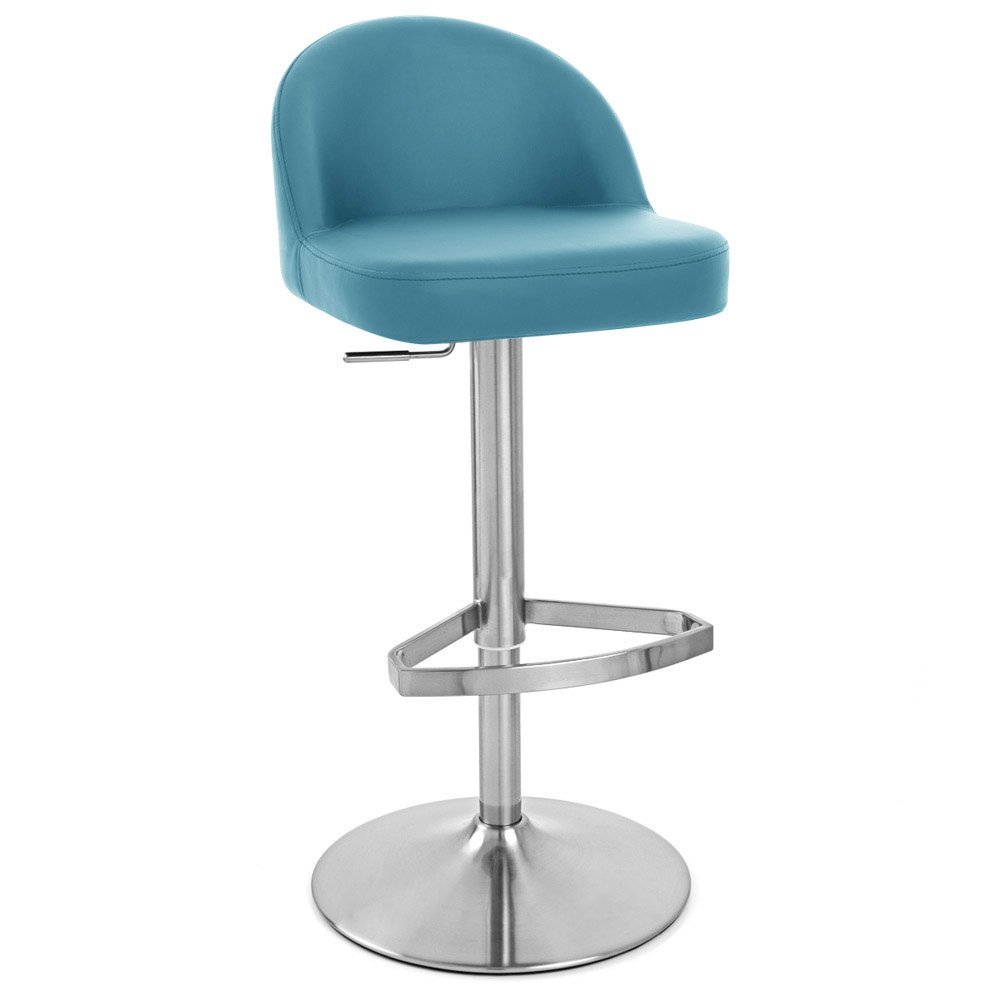 Zuri Furniture Teal Mimi Adjustable Height Swivel Armless Bar Stool - Modern Kitchen Island & Home Bar Seating for Dining & Entertaining