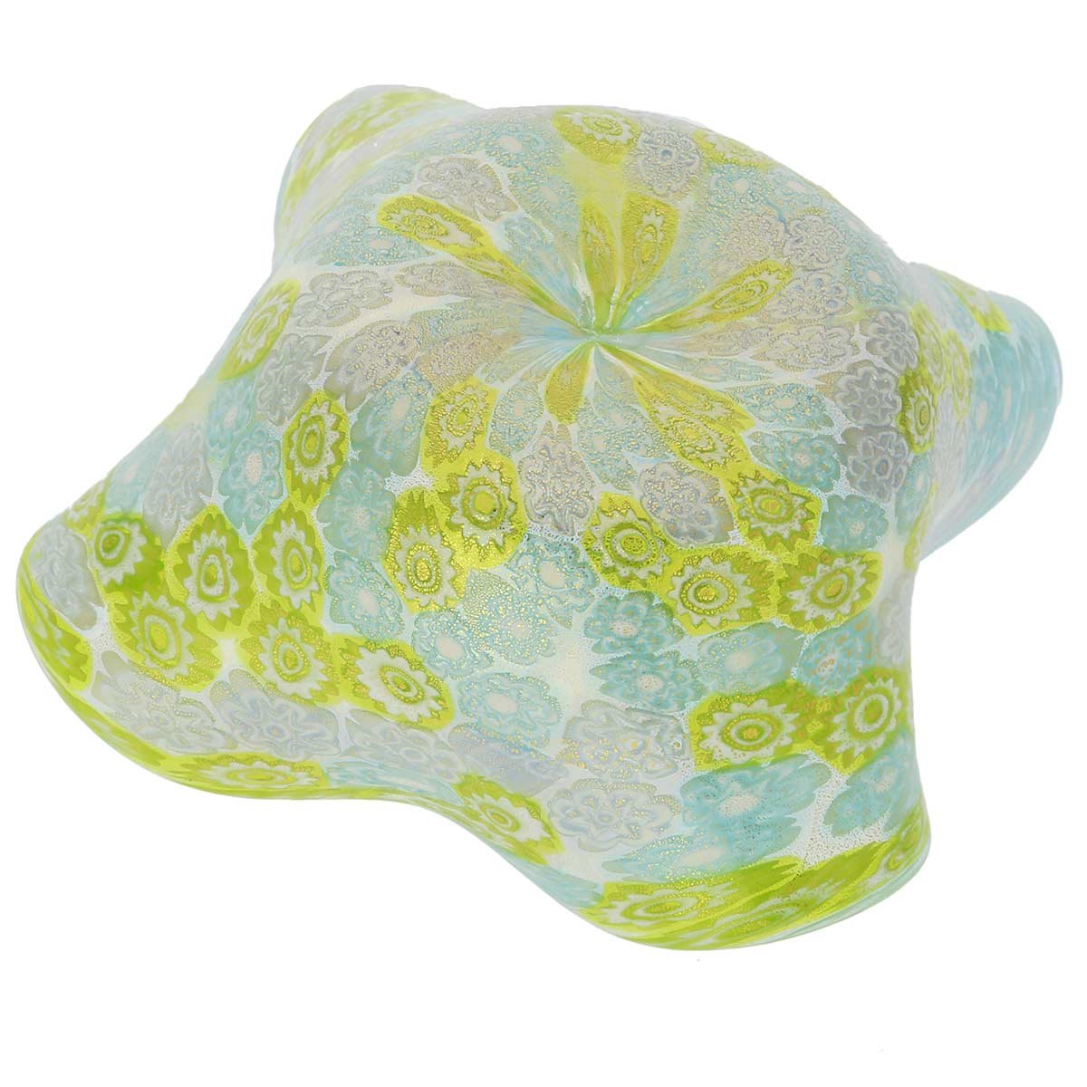 Authentic Murano Glass Millefiori Decorative Bowl from Venice - Aqua Green Handcrafted Italian Art Piece | Perfect for Home Decor, Wedding Centerpieces & Luxury Gift Giving