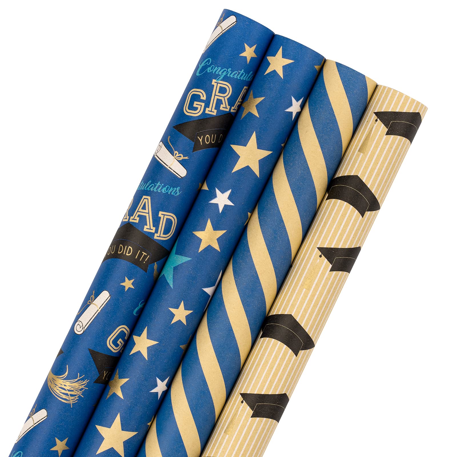 RUSPEPA Kraft Wrapping Paper Rolls - 17x10 Inch Mini Roll (4 Pack) - Eco-Friendly Gift Wrapping Paper for Graduation, Birthday & Party Decorations - Perfect for DIY Crafts, Scrapbooking & Present Wrapping