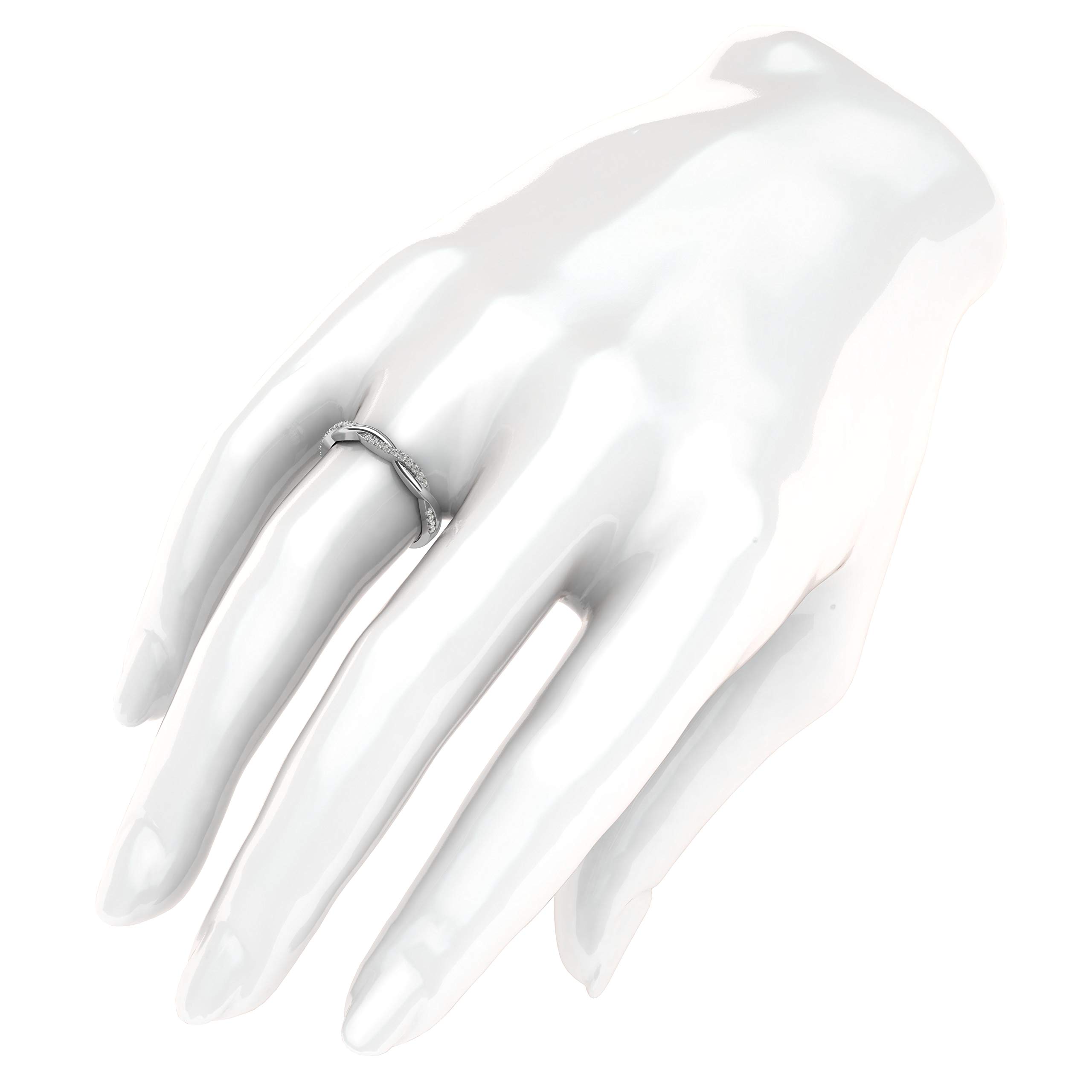 14K White Gold 2.5mm Petite Twisted Vine Simulated Diamond Wedding Band Ring - Size 3.5 - Elegant Matching Ring for Bridal Jewelry, Anniversary Gift & Special Occasions