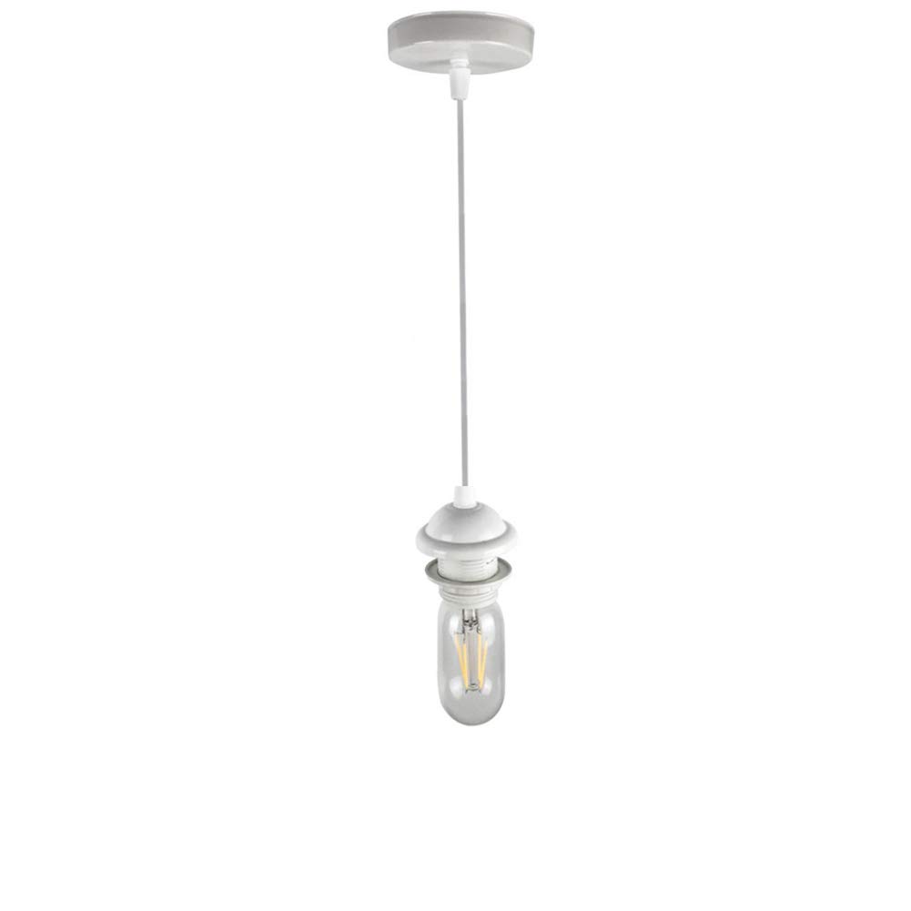 Vintage Retro Modern E27 Ceiling Pendant Light Fixture - White Hanging Lamp Holder with Suspension Kit for Living Room, Bedroom & Dining Room