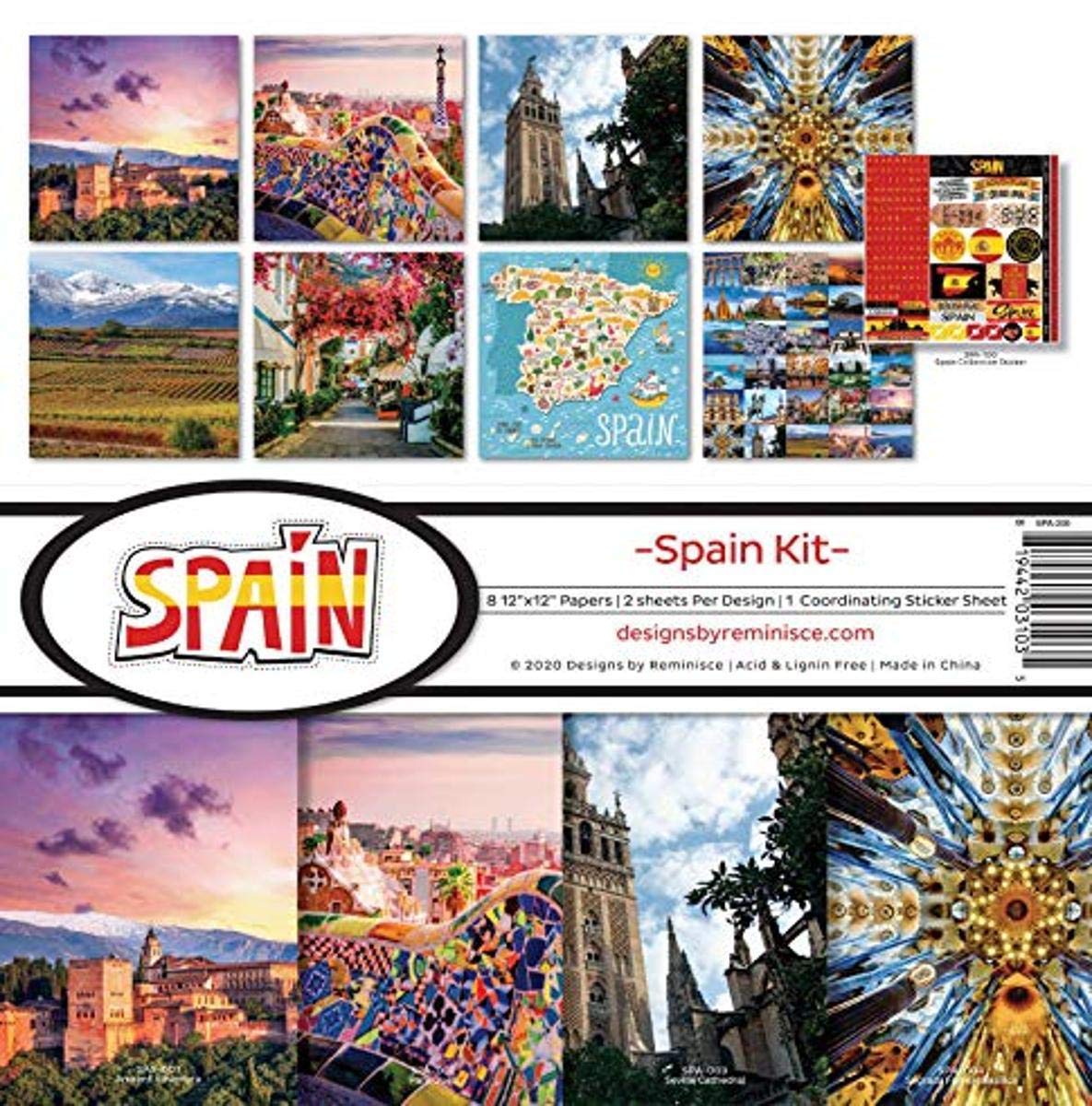 Reminisce Spain Collection Scrapbook Kit - 12x12 Inch Multi-Color Scrapbooking Paper for DIY Crafts, Memory Books & Photo Albums | Perfect for Scrapbooking, Card Making & Home Decor Projects