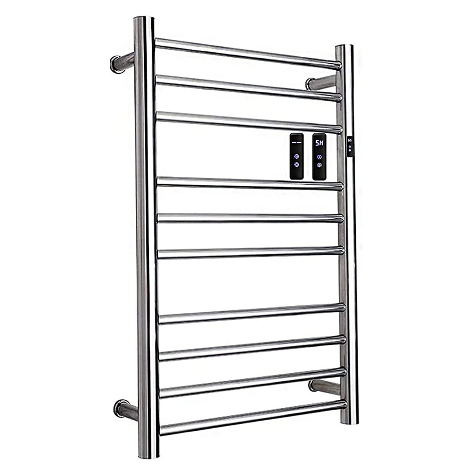 Premium 304 Stainless Steel Electric Heated Towel Rack - Wall Mounted Bathroom Towel Warmer with Timer, 88W Energy Efficient Radiator for Spa, Luxury Hotels & Cozy Home Use (Round Hardwired)