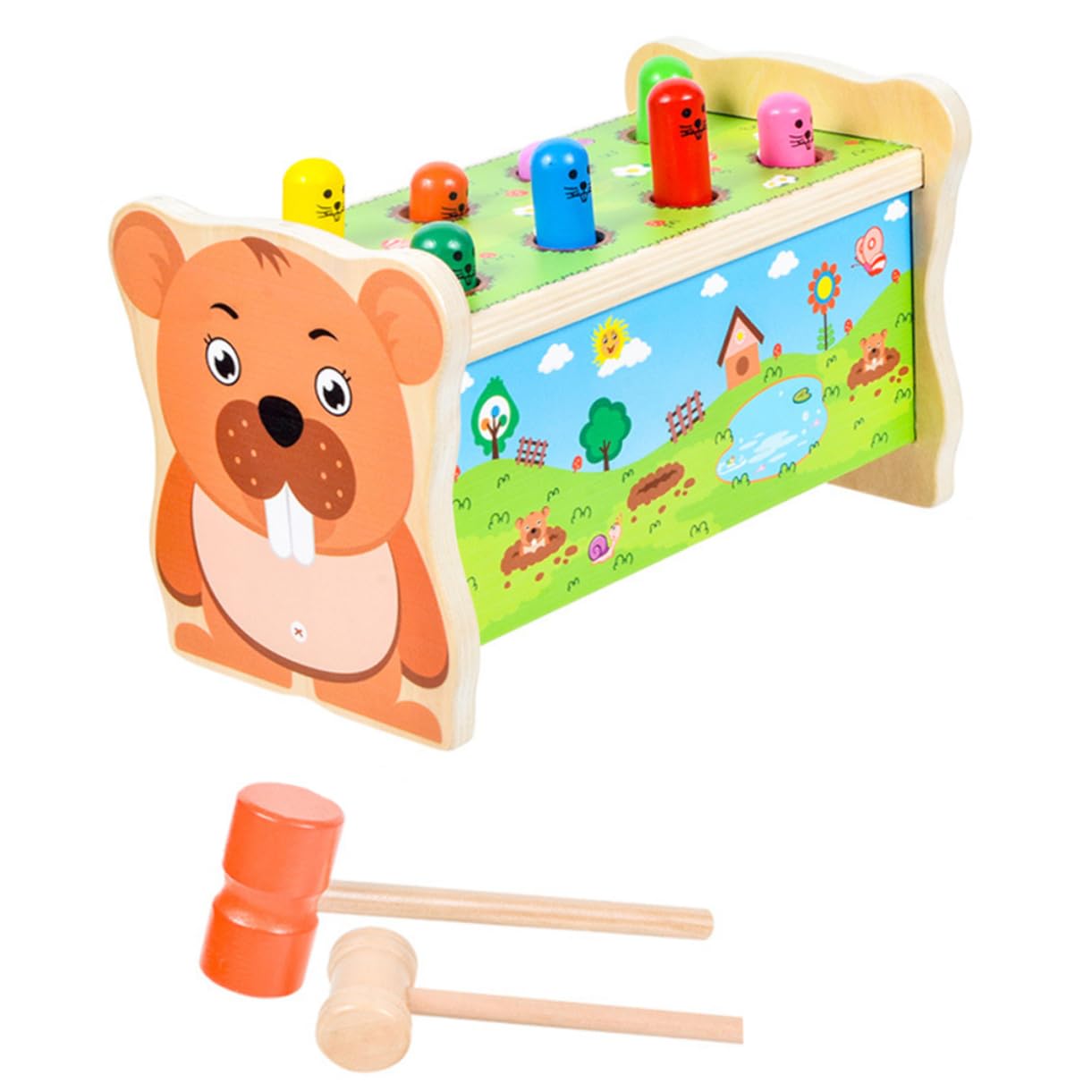**iFundom Wooden Hammering & Pounding Toy Set - Early Learning Educational Toy for Toddlers & Preschool Kids - Interactive Montessori Toy for Fine Motor Skills & Hand-Eye Coordination - Perfect for Playtime, Classroom & Sensory Development**
