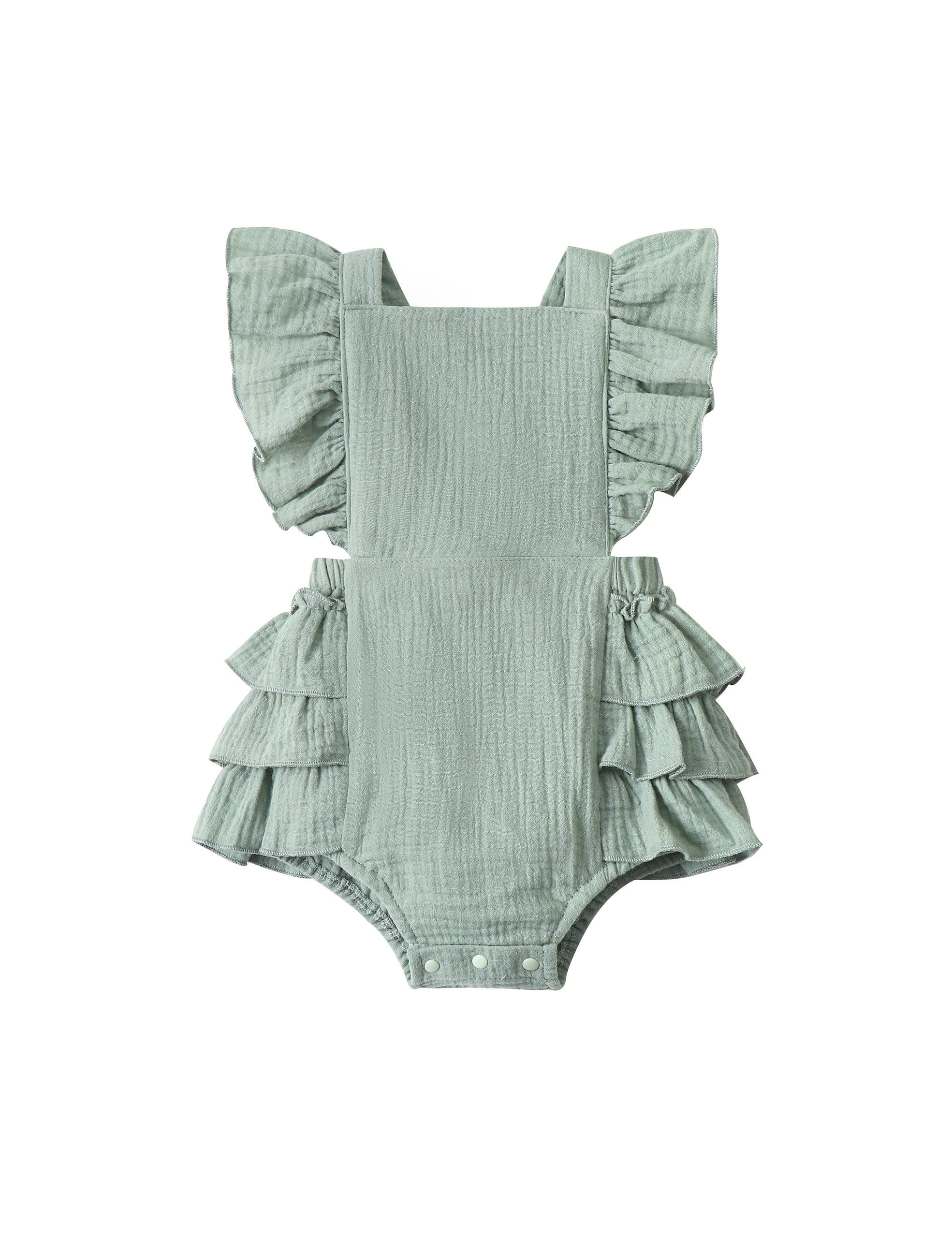 Adorable Newborn Baby Girl Clothes - Soft Ruffle Sleeve Romper Jumpsuit Onesie Bodysuit for Summer | Perfect for Photoshoots, Parties & Everyday Outfits
