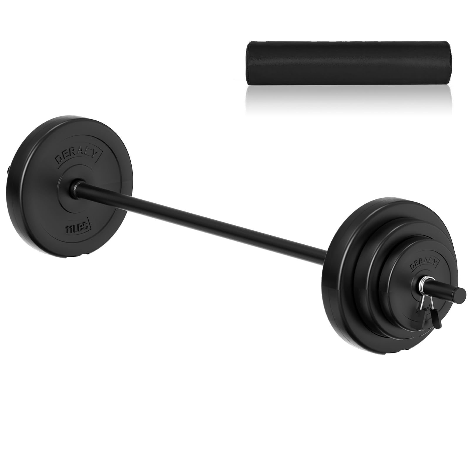 DERACY 43lbs Adjustable Olympic Barbell Weight Set with 6 Plates, 57.5 Inch Bar & Thick Foam Shoulder Pad - Home Gym Equipment for Strength Training, Muscle Building & Fitness Workouts - Perfect for CrossFit, Powerlifting & Home Exercise Routines