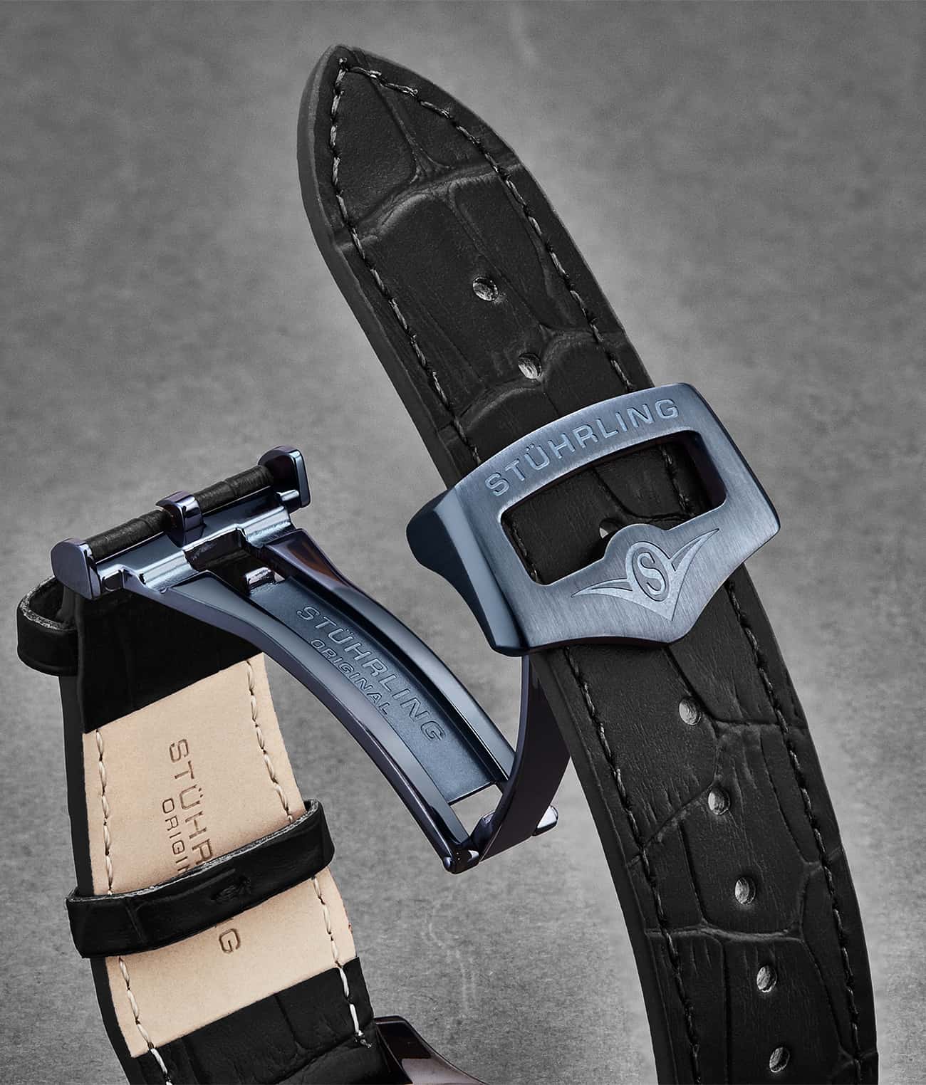24mm Genuine Leather Watch Band with Stainless Steel Deployant Buckle - Replacement Strap for Men's & Women's Watches - Perfect for Dress, Business & Casual Wear