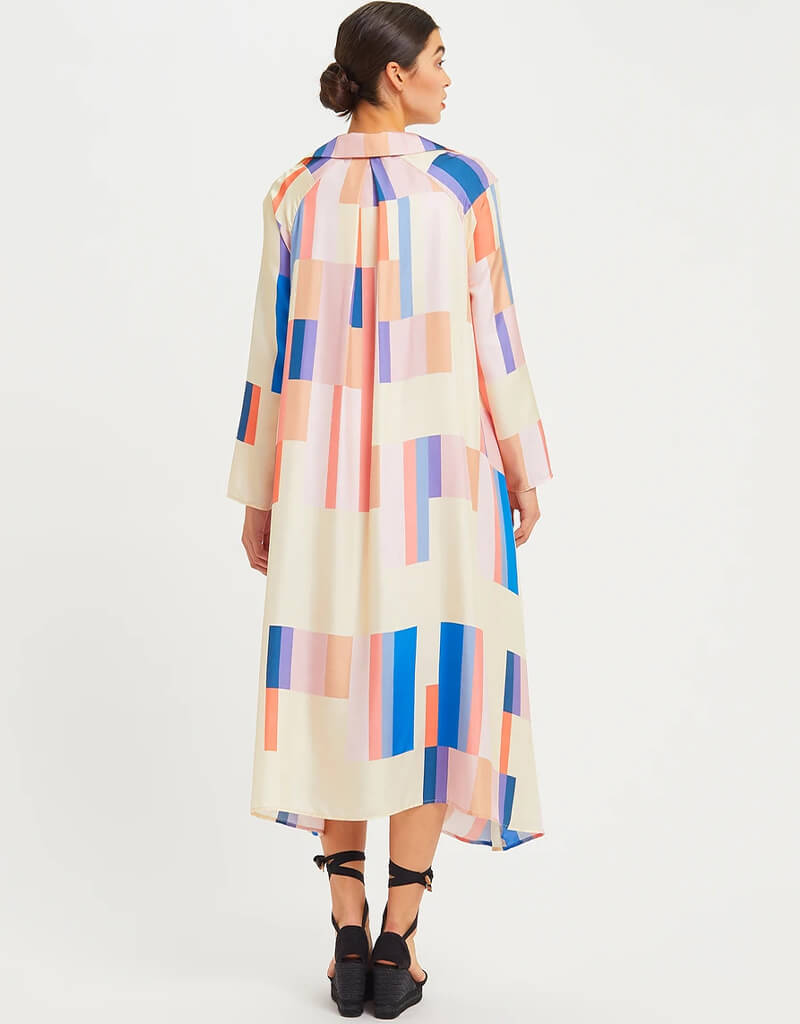 Beige French Crepe Kaftan Dress - Elegant Boho Maxi Dress for Women | Perfect for Beach Cover Up, Resort Wear & Summer Vacation Outfits