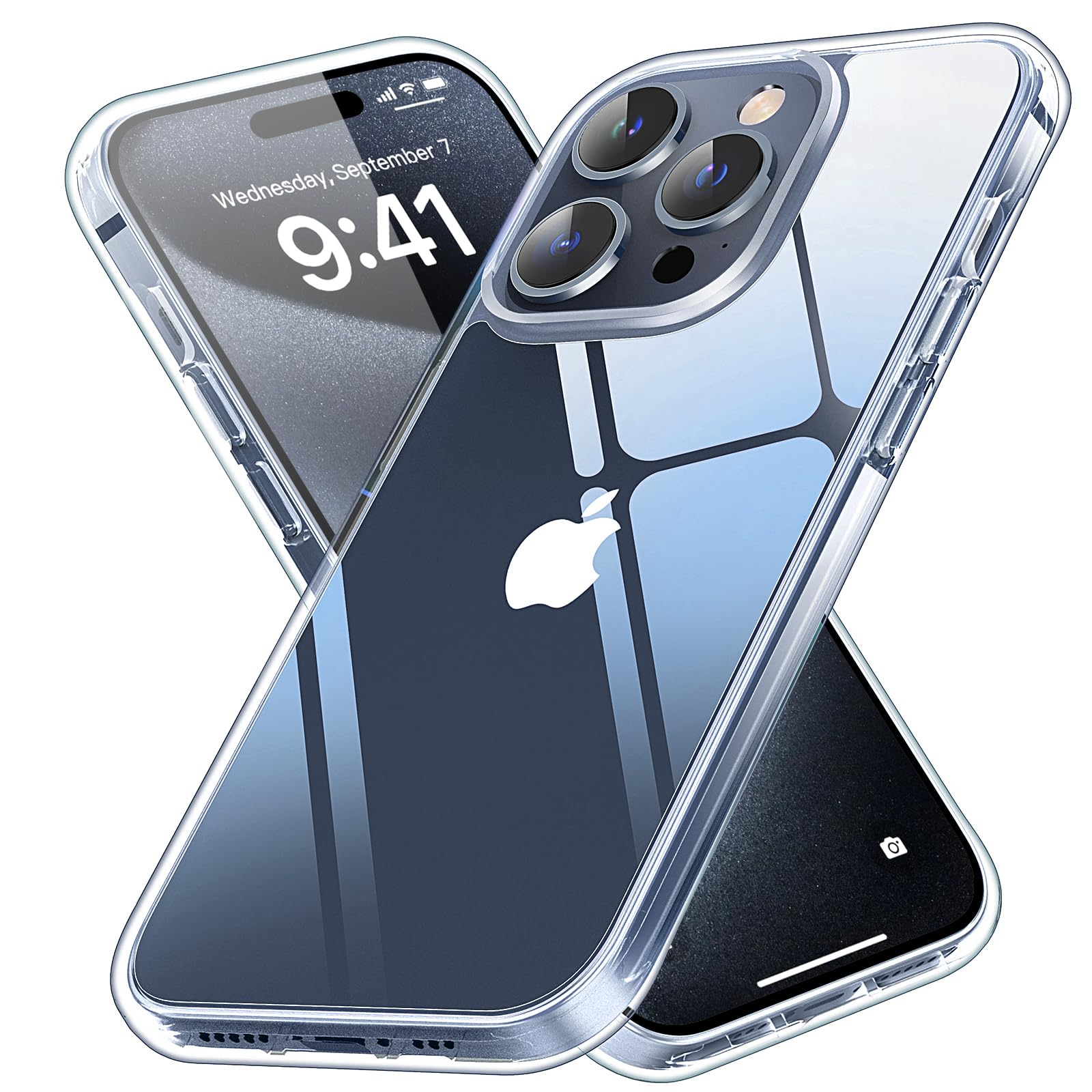 Vimiki Clear iPhone 15 Pro Case - Military Grade Shockproof Protection | Anti-Yellowing Hard PC Bumper Case | Ultra Slim Fit Transparent Cover | Perfect for Everyday Use, Travel & Outdoor Activities