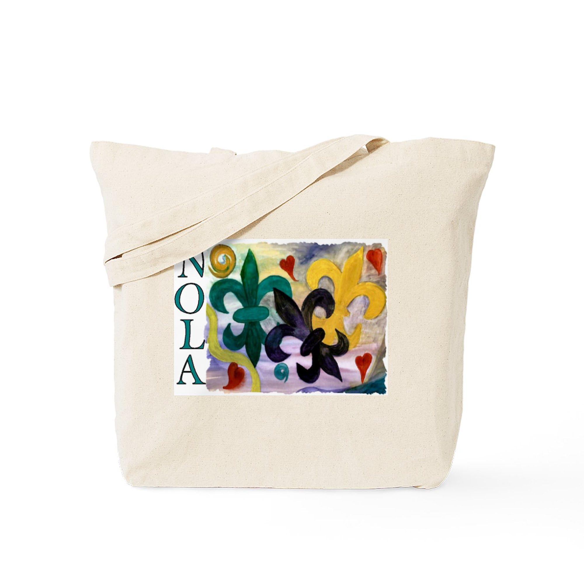 Premium Mardi Gras Fleur De Lis Tote Bag - Natural Canvas Reusable Shopping Bag for Groceries, Beach & Parties | Eco-Friendly Cotton Carryall