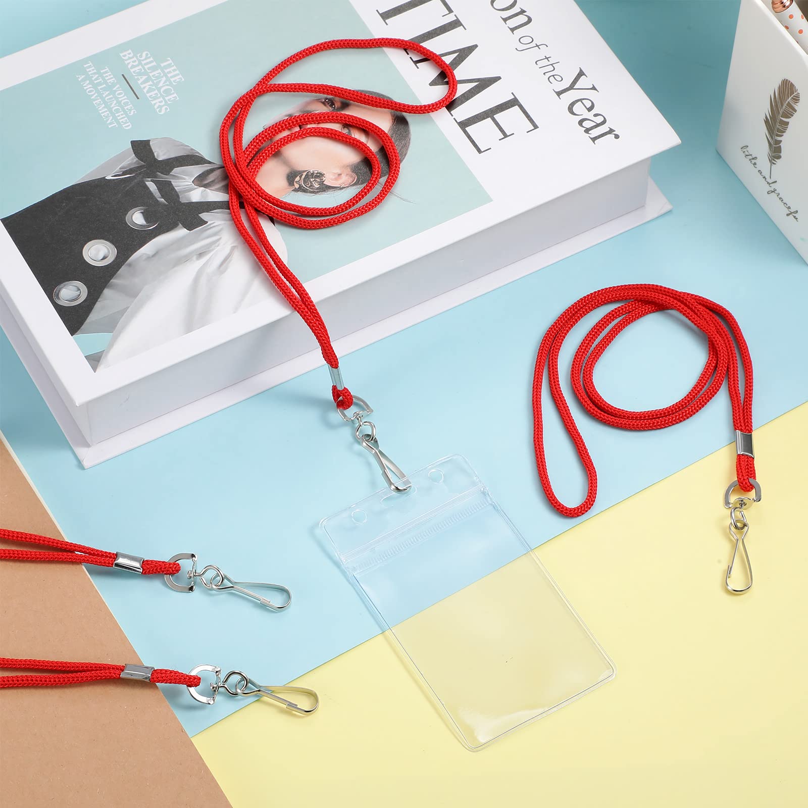 150 Pcs ID Badge Lanyards with Swivel Hook - Thin Neck Strap for Work & School