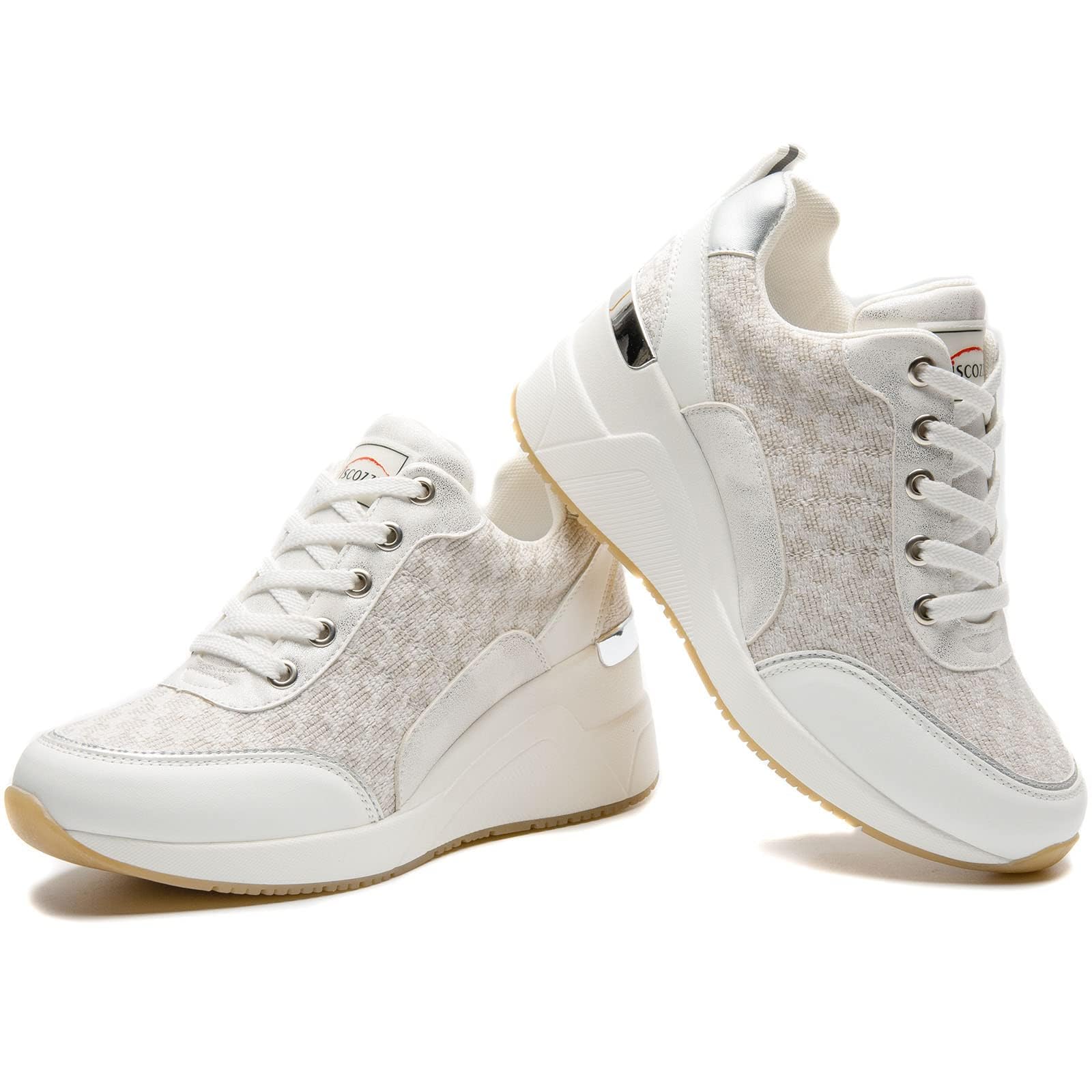 Viscozzy Women's Comfortable Wedge Sneakers with High Heel - Stylish Casual Shoes for Work, Walking & Everyday Wear