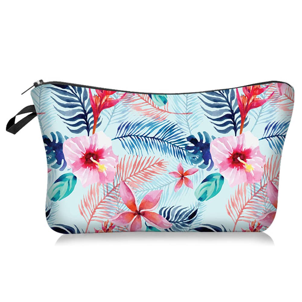 FITINI Floral Makeup Bag for Women - Waterproof Travel Cosmetic Organizer Pouch with Zipper, Portable Toiletry Storage Clutch for Girls | Perfect for Travel, Gym, Beach & Daily Essentials Organization