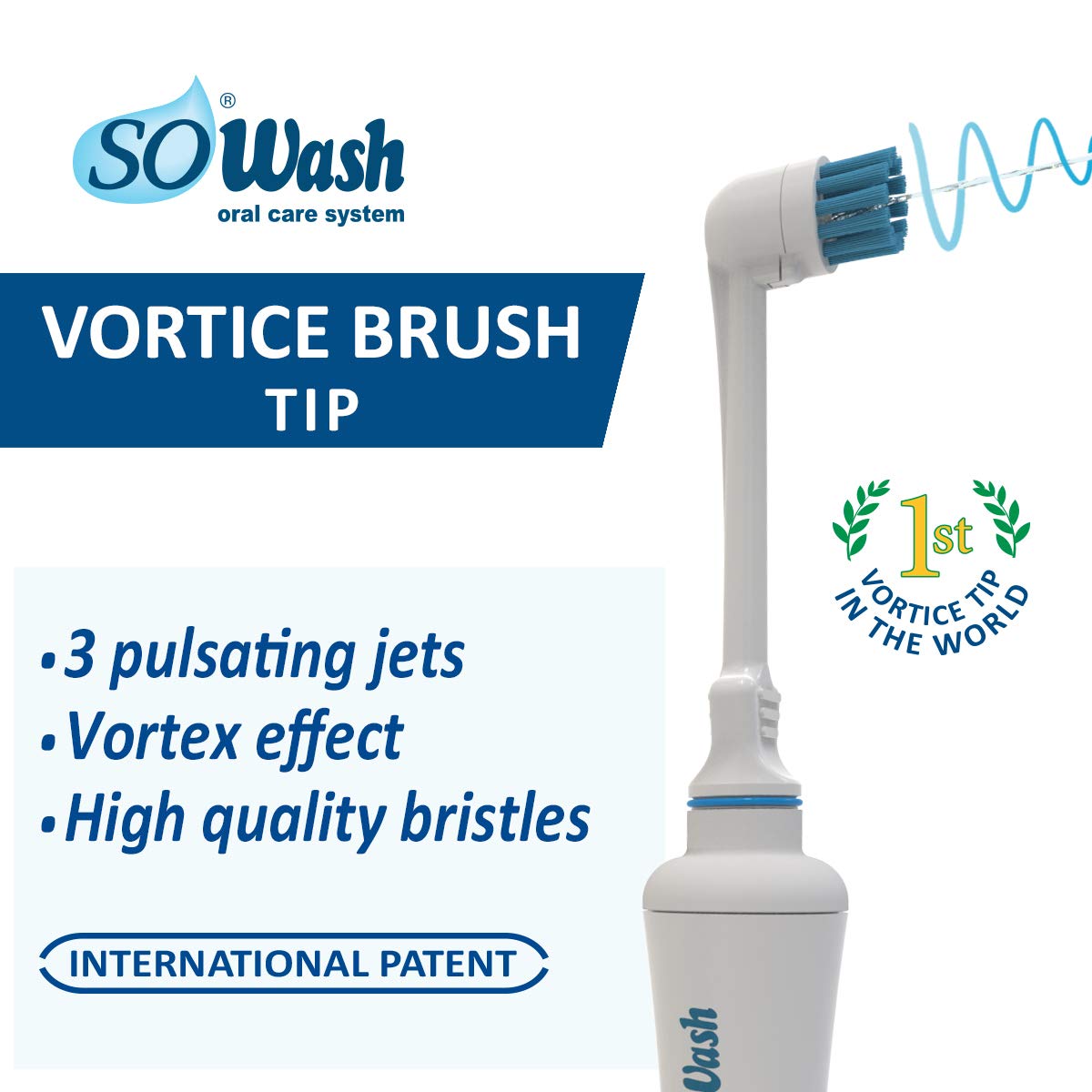 Jet Dentaire SOWASH TRIO - Hydropulseur Dentaire Sans Piles ni Électricité, Connexion Robinet, 3 Têtes (Vortice, Vortice Brush, Hydrojet) - Produit Italien pour une Hygiène Buccale Professionnelle à Domicile