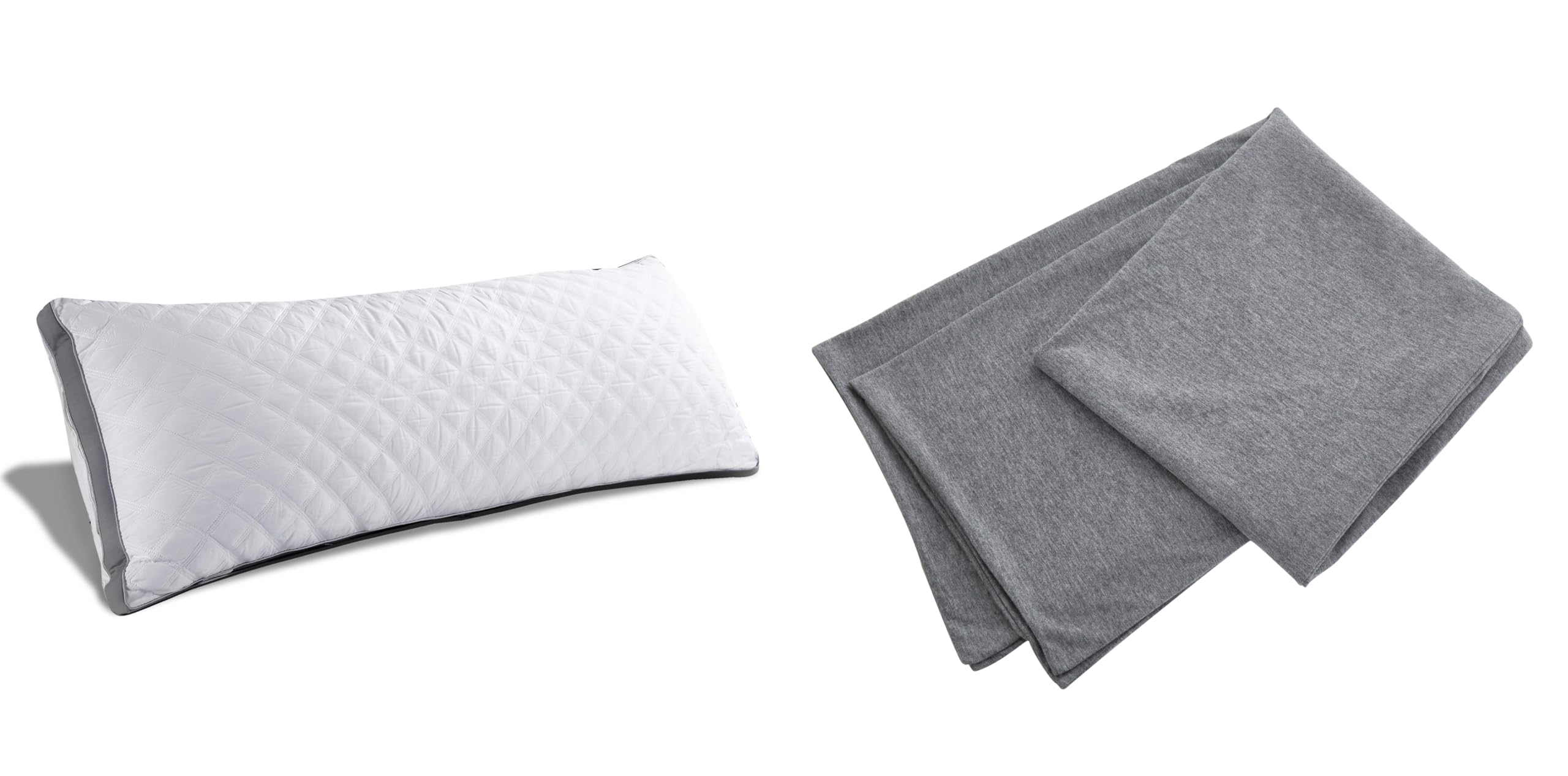 Premium Adjustable Loft Quilted Body Pillow with 100% Jersey Cotton Pillowcase - Grey, 21