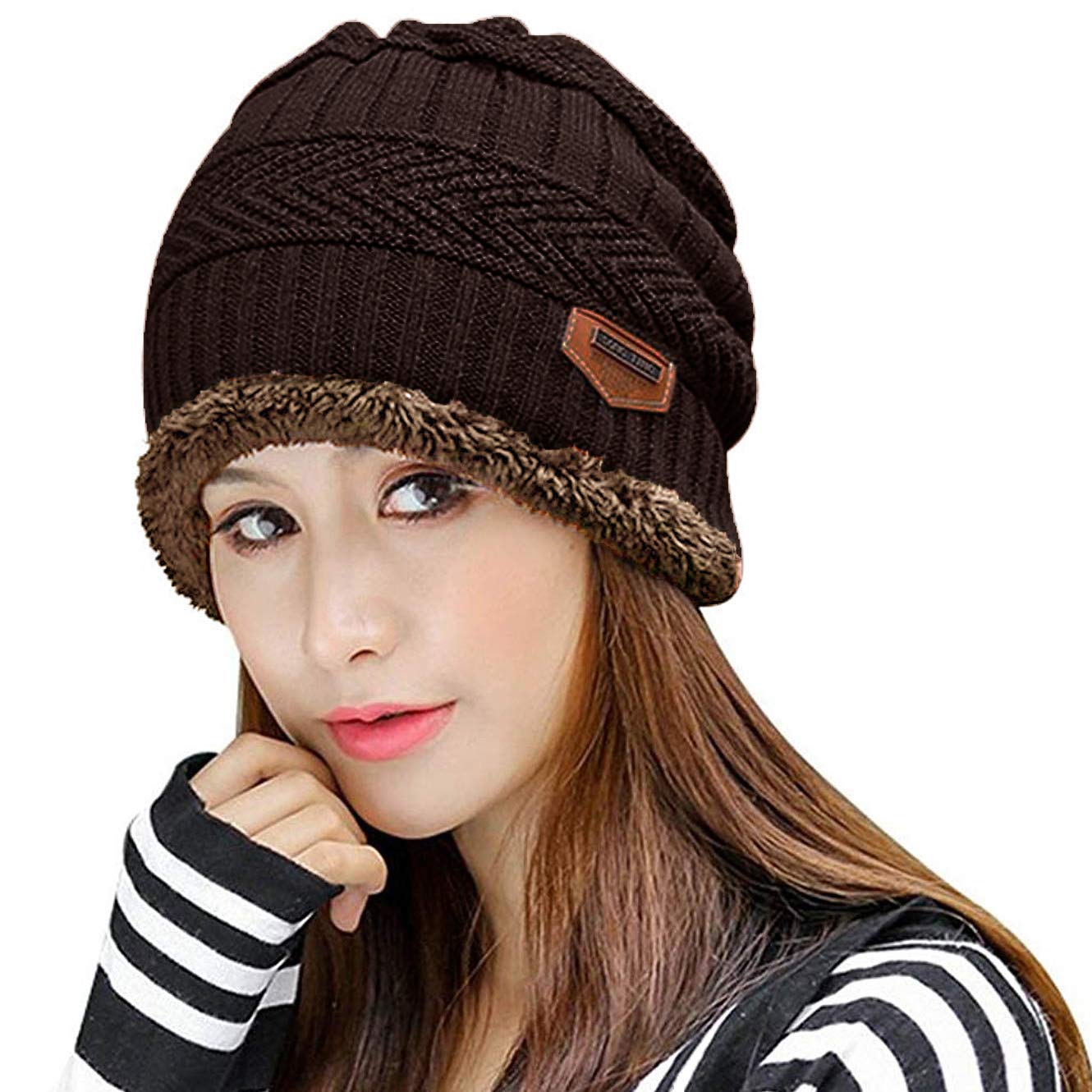Women's Thick Warm Winter Beanie Hat - Slouchy Skully Knit Beanie for Cold Weather - Cozy Fashion Accessory for Outdoor Activities, Skiing, and Winter Travel