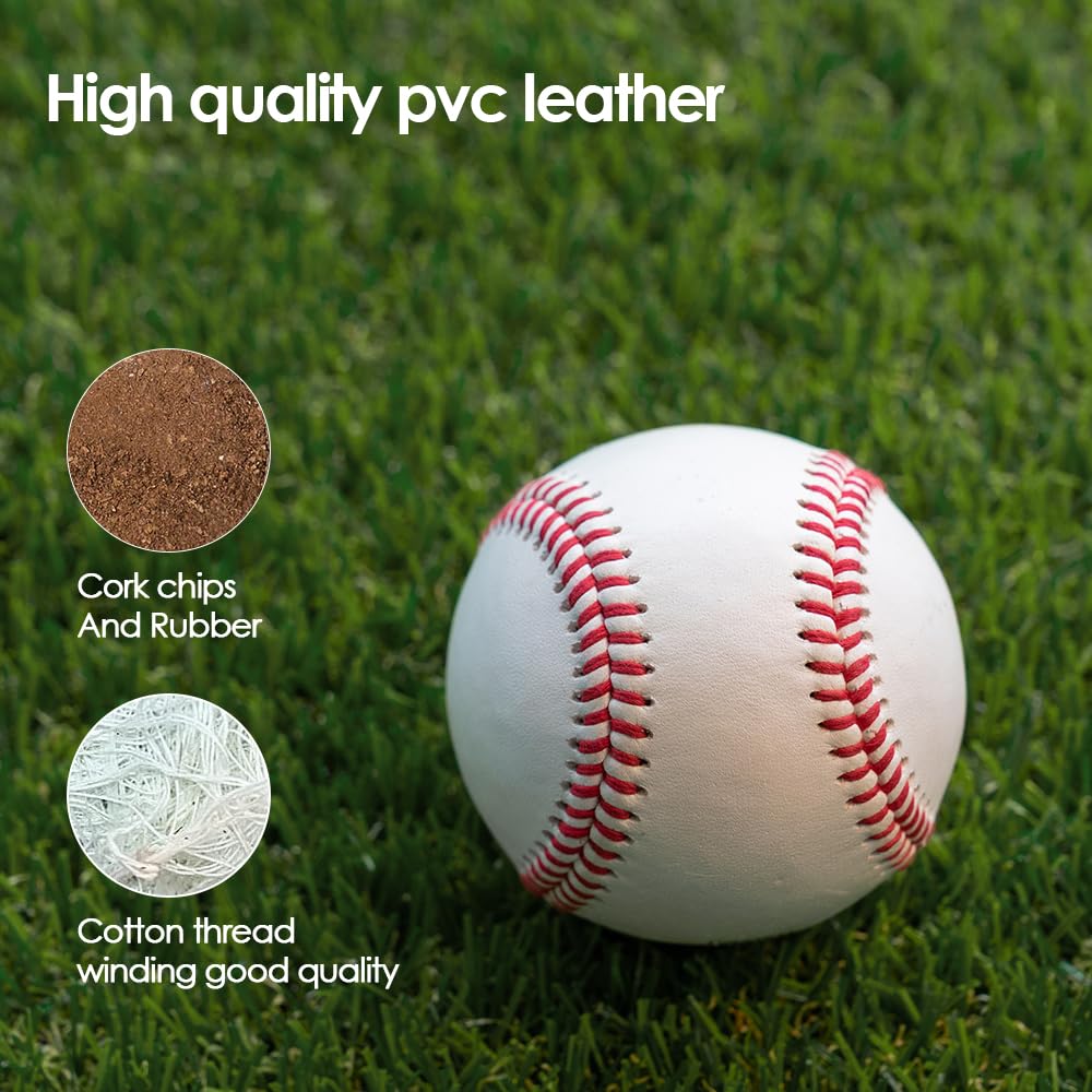 12 Pack Standard Size Leather Baseballs for Practice Training – Unmarked & Soft 9 Inch Baseballs for League Play, Pitching, Hitting, Batting, Fielding – Perfect for Baseball Drills, Team Practice, and Backyard Training
