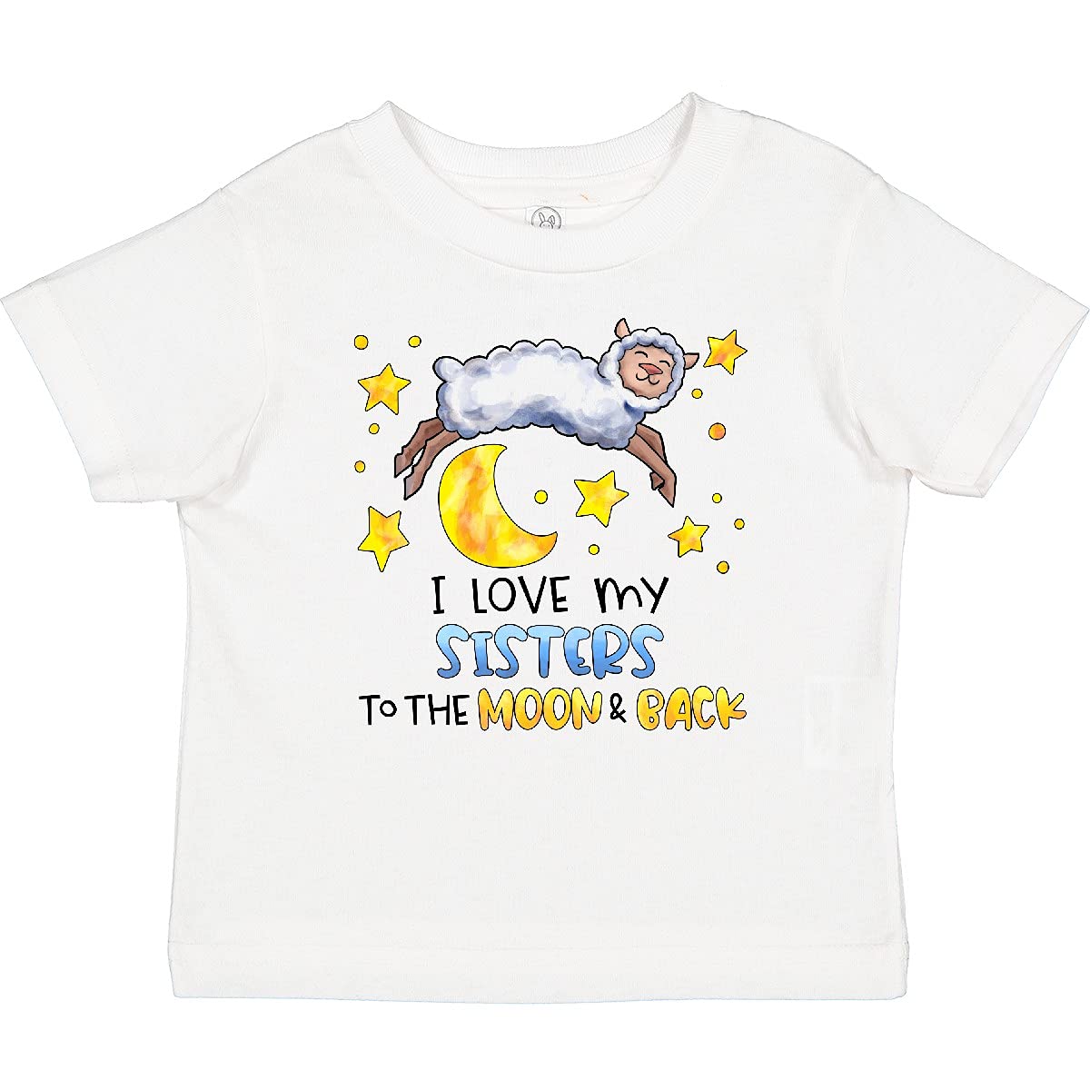 Inktastic I Love My Sisters to The Moon and Back Cute Sheep Graphic Baby T-Shirt - Soft Cotton Tee for Sibling Matching Outfits & Family Photo Shoots