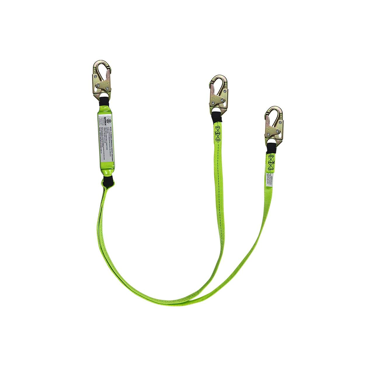 SafeWaze FS561 Shock-Absorbing Safety Lanyard - 6ft Dual Leg Fall Protection with Double Locking Snap Hooks | Ideal for Construction, Roofing & Industrial Work at Heights