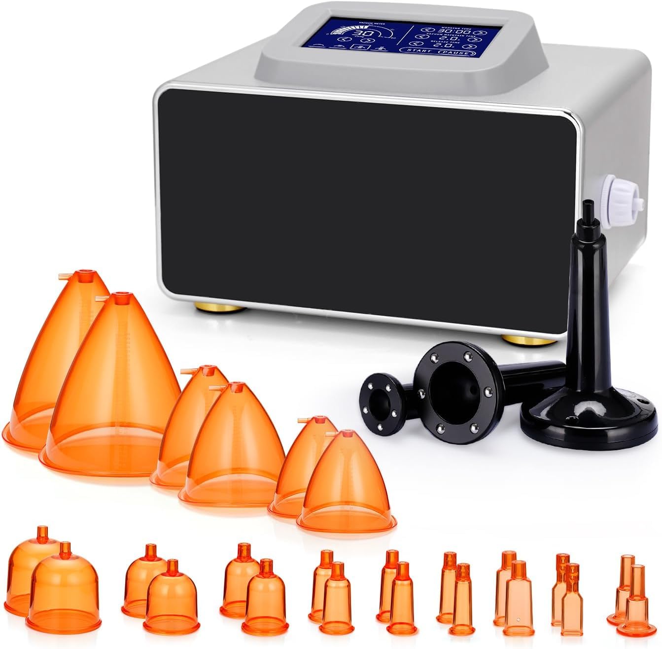 Touch Screen Vacuum Therapy Machine - Manual Massager Cupping Kit with 24 Cups & 3 Rollers for Pain Relief, Muscle Relaxation & Detox - Perfect for Home Spa, Physical Therapy & Sports Recovery