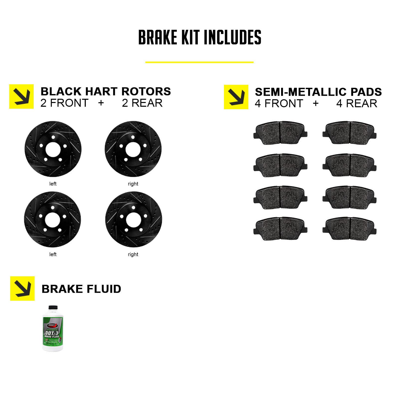 R1 Concepts Front & Rear Brake Pads and Rotors Kit - Semi-Metallic Brake System for Cars, Trucks & SUVs | Perfect for Daily Commuting & Highway Driving | BHCC.76142.03