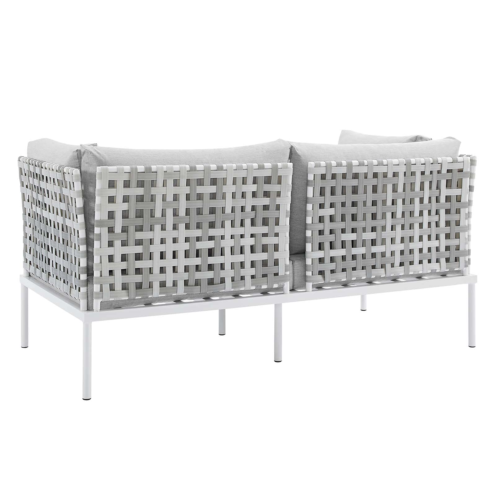 Modern Aluminum Grey Lounge Sectional Sofa Set with Table - Outdoor Patio Furniture for Garden, Cafe, Poolside & Backyard Relaxation