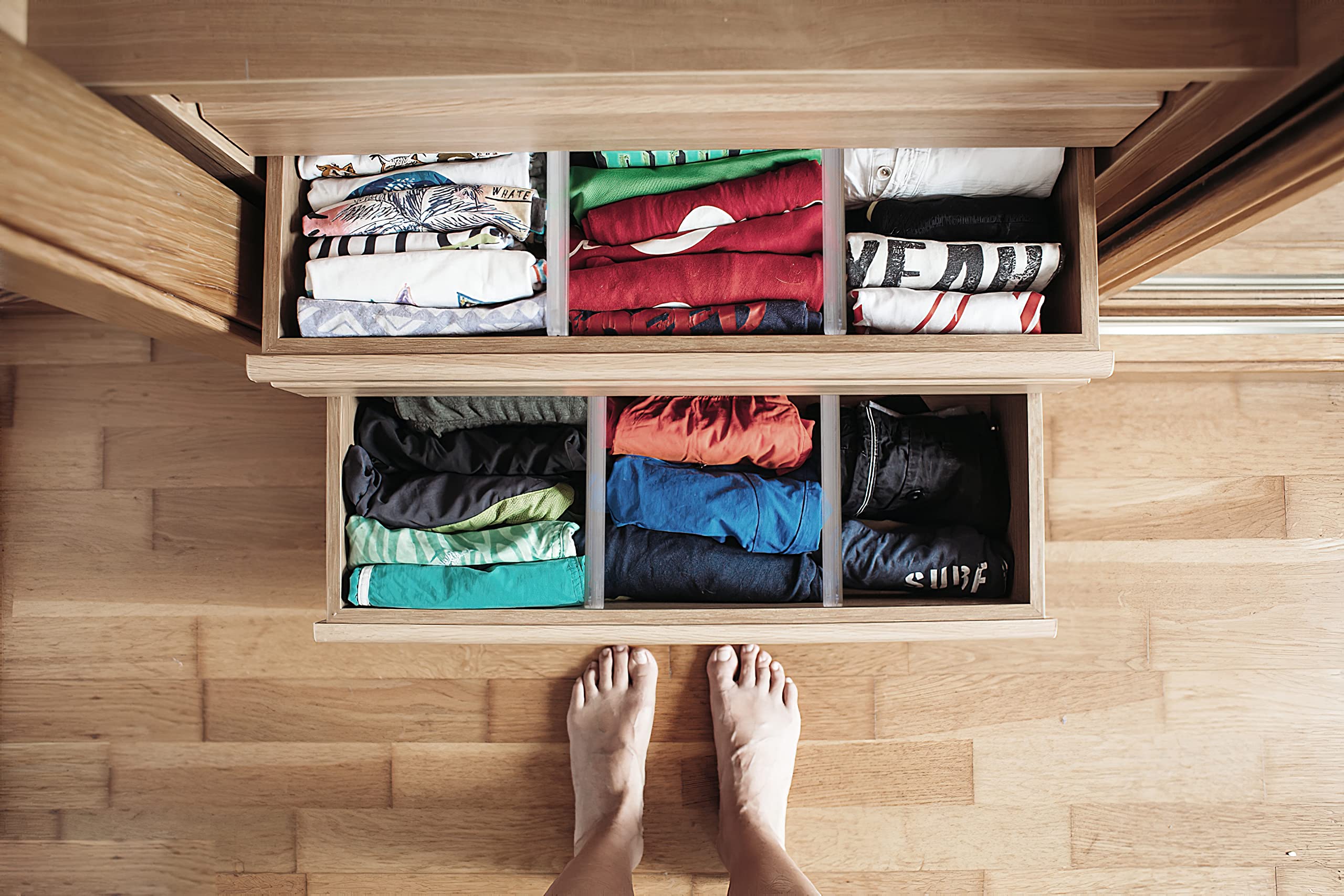 6 Pack Adjustable Drawer Dividers Organizers - Expandable from 11