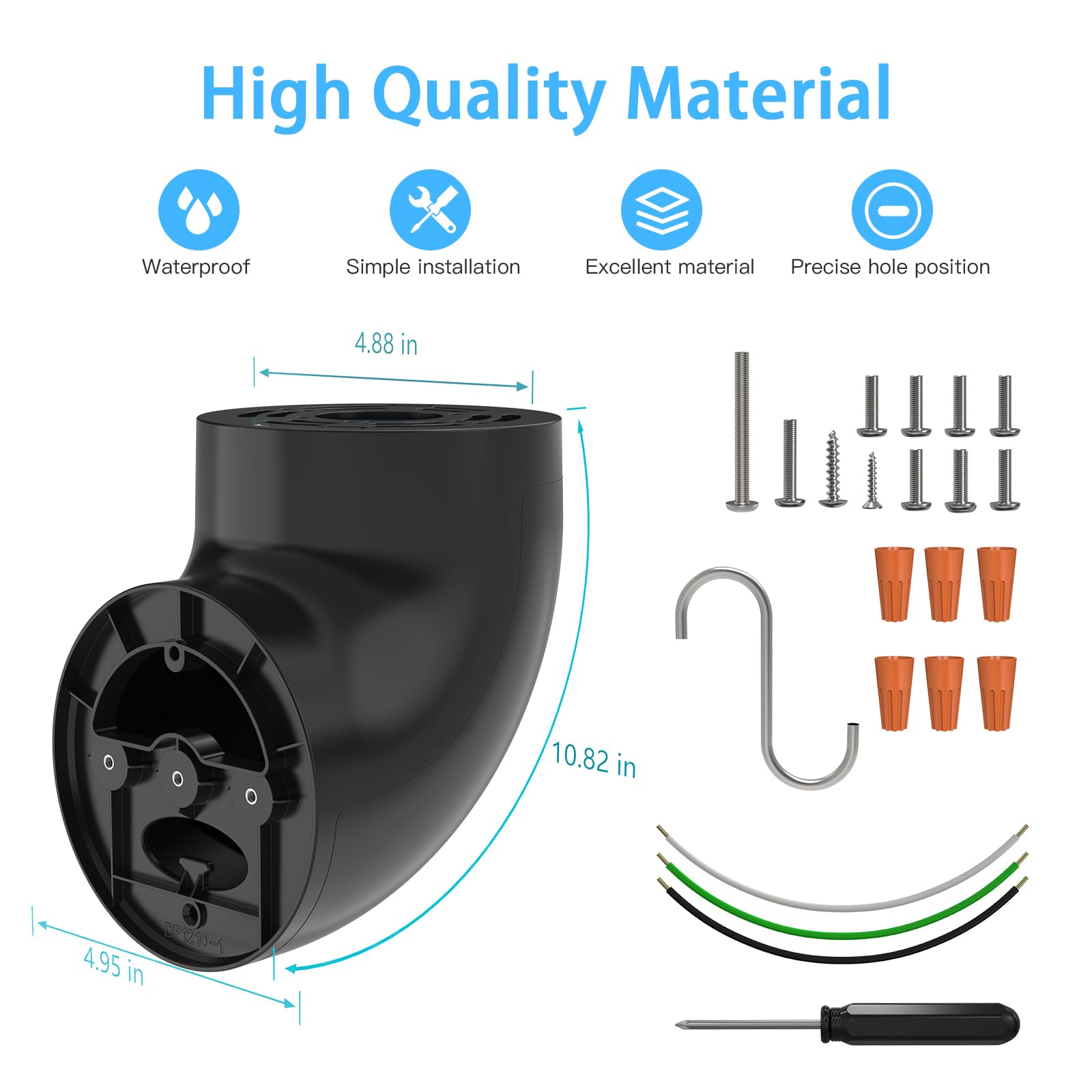 Outdoor Camera Eave Mount Bracket for Ring/Blink/Wyze Floodlight Cams - Black for Home Security