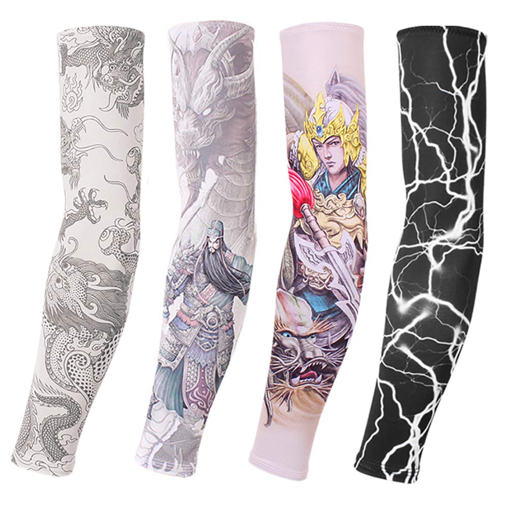 UV Protection Cooling Tattoo Arm Sleeves for Women - Breathable Basketball, Cycling, Running & Football Arm Warmers - Perfect for Outdoor Sports & Sun Protection
