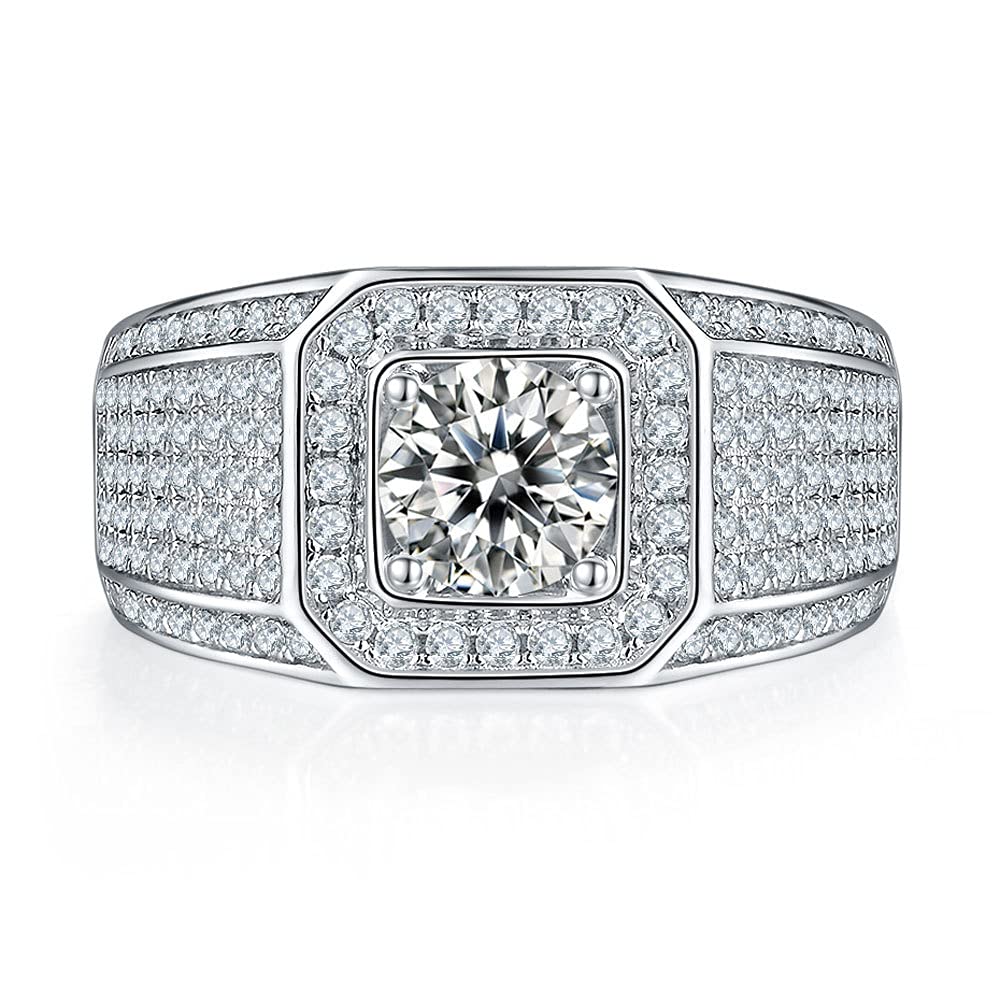 1 ct Moissanite Engagement Ring for Men - Personalized 925 Sterling Silver Wedding Band, Anniversary Gift for Him | Perfect for Proposals, Weddings & Special Occasions