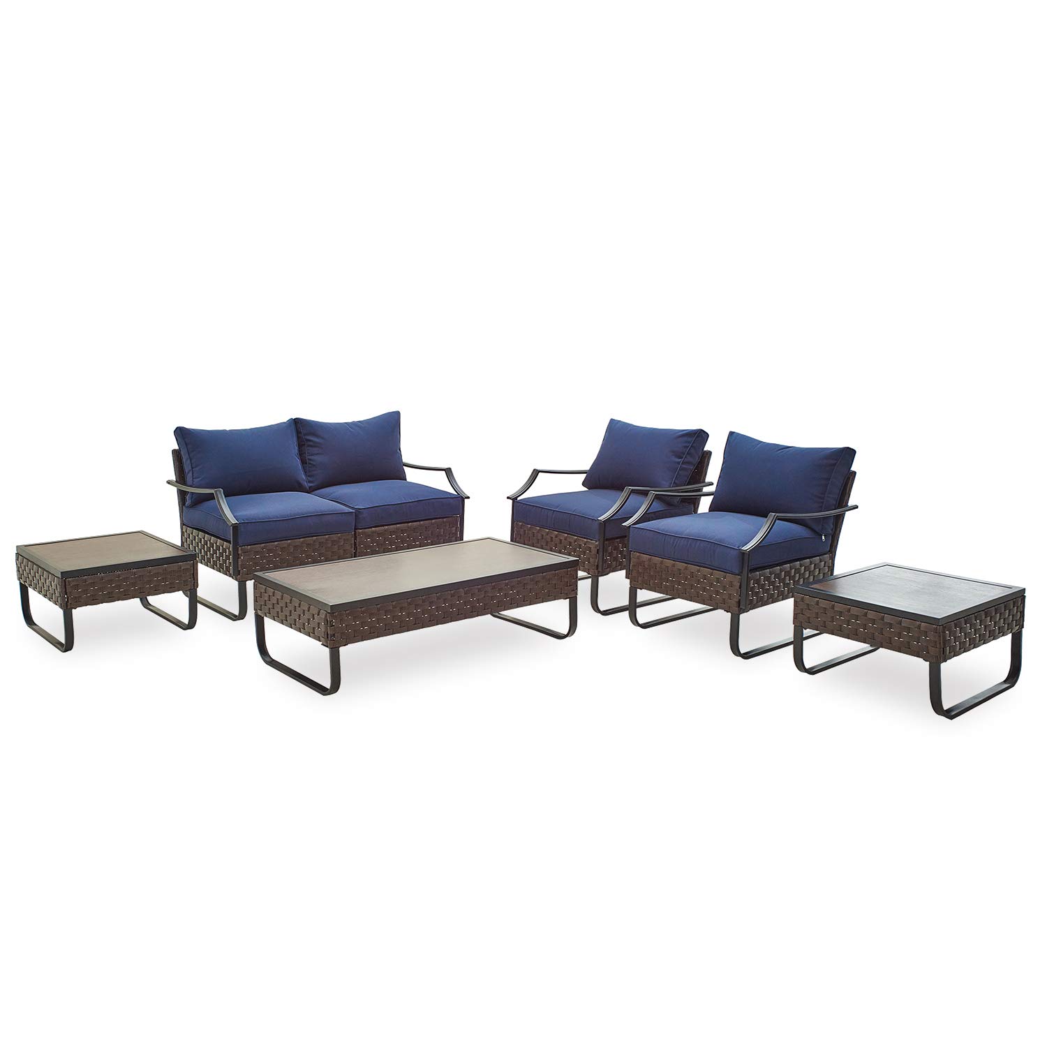 **PatioFestival Outdoor PE Wicker Conversation Set - All-Weather Steel Frame with Cushions (2 Chairs & Table) - Perfect for Backyard, Garden, and Poolside Relaxation**